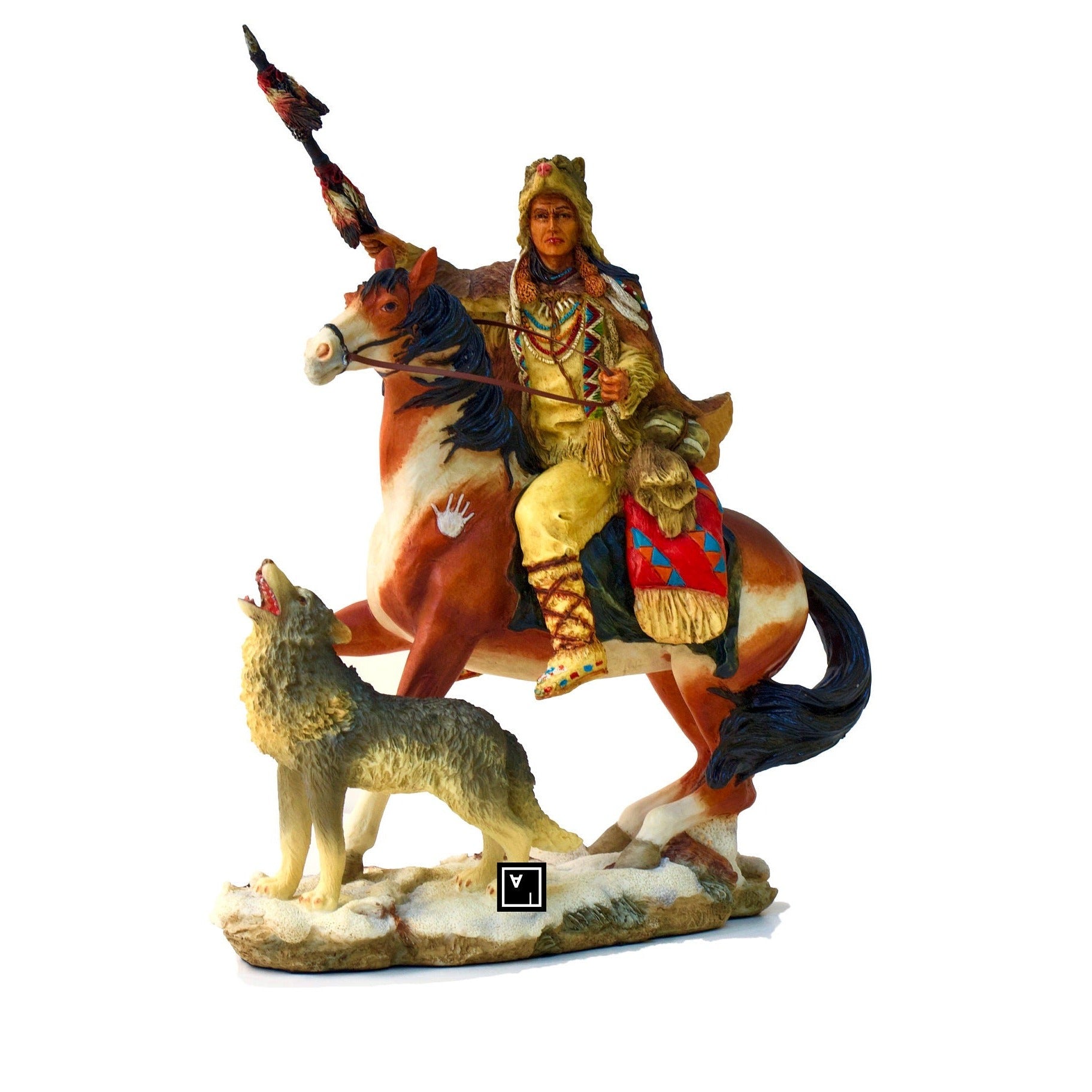 8.26 Inc Indian riding Horse with Wolf