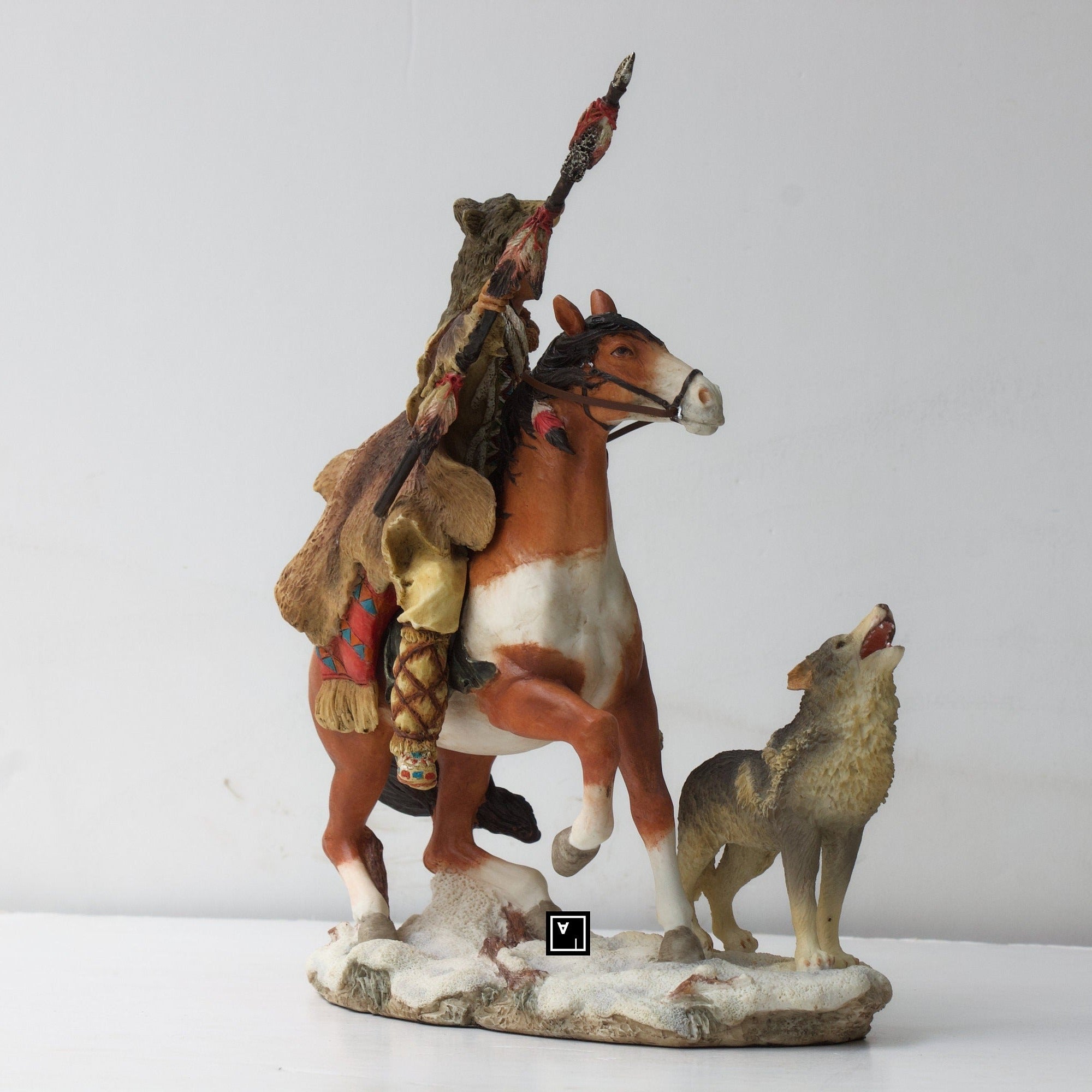 8.26 Inc Indian riding Horse with Wolf