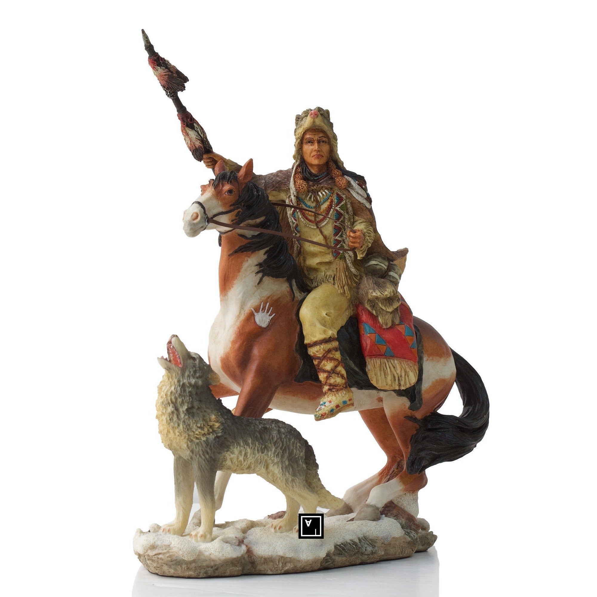 8.26 Inc Indian riding Horse with Wolf