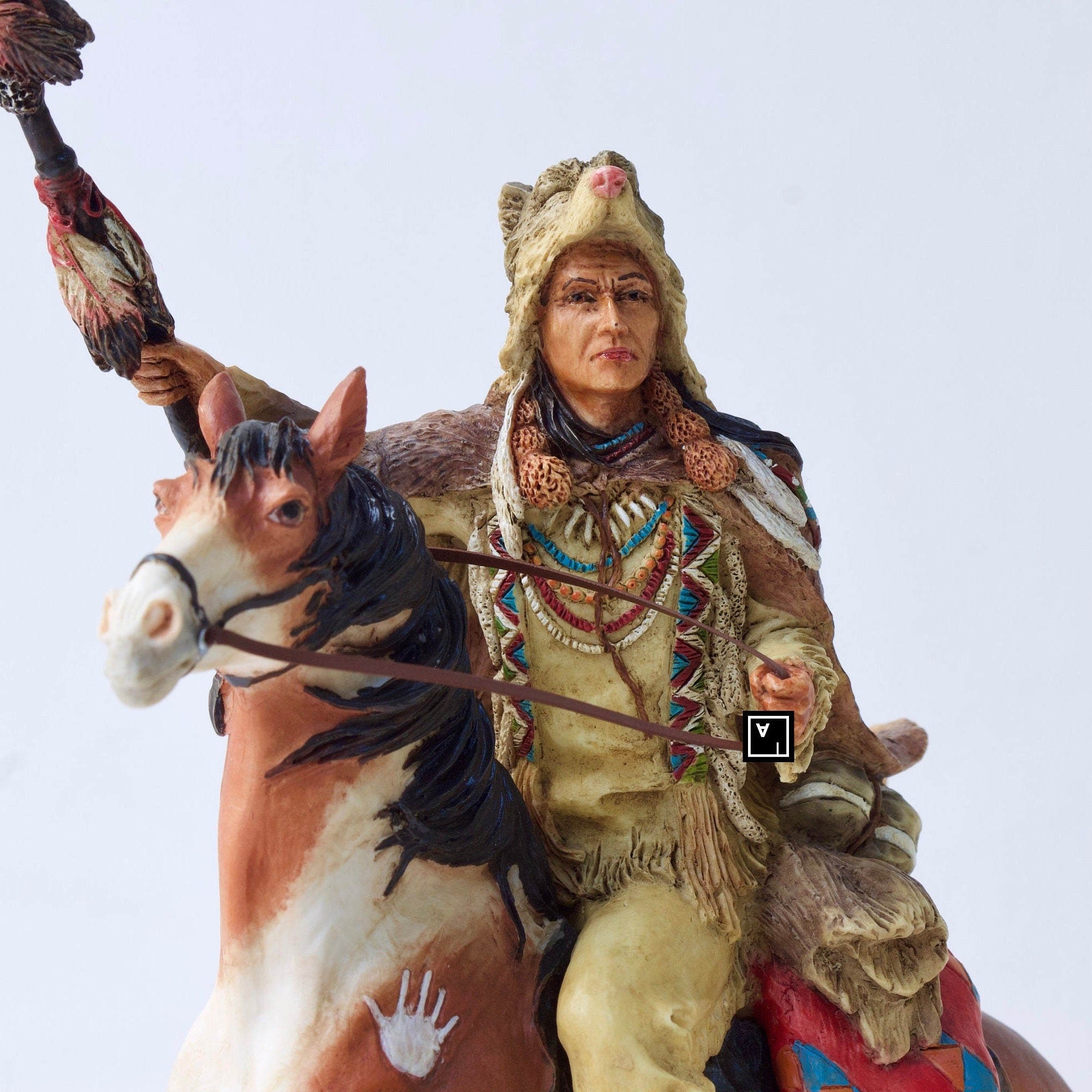 8.26 Inc Indian riding Horse with Wolf