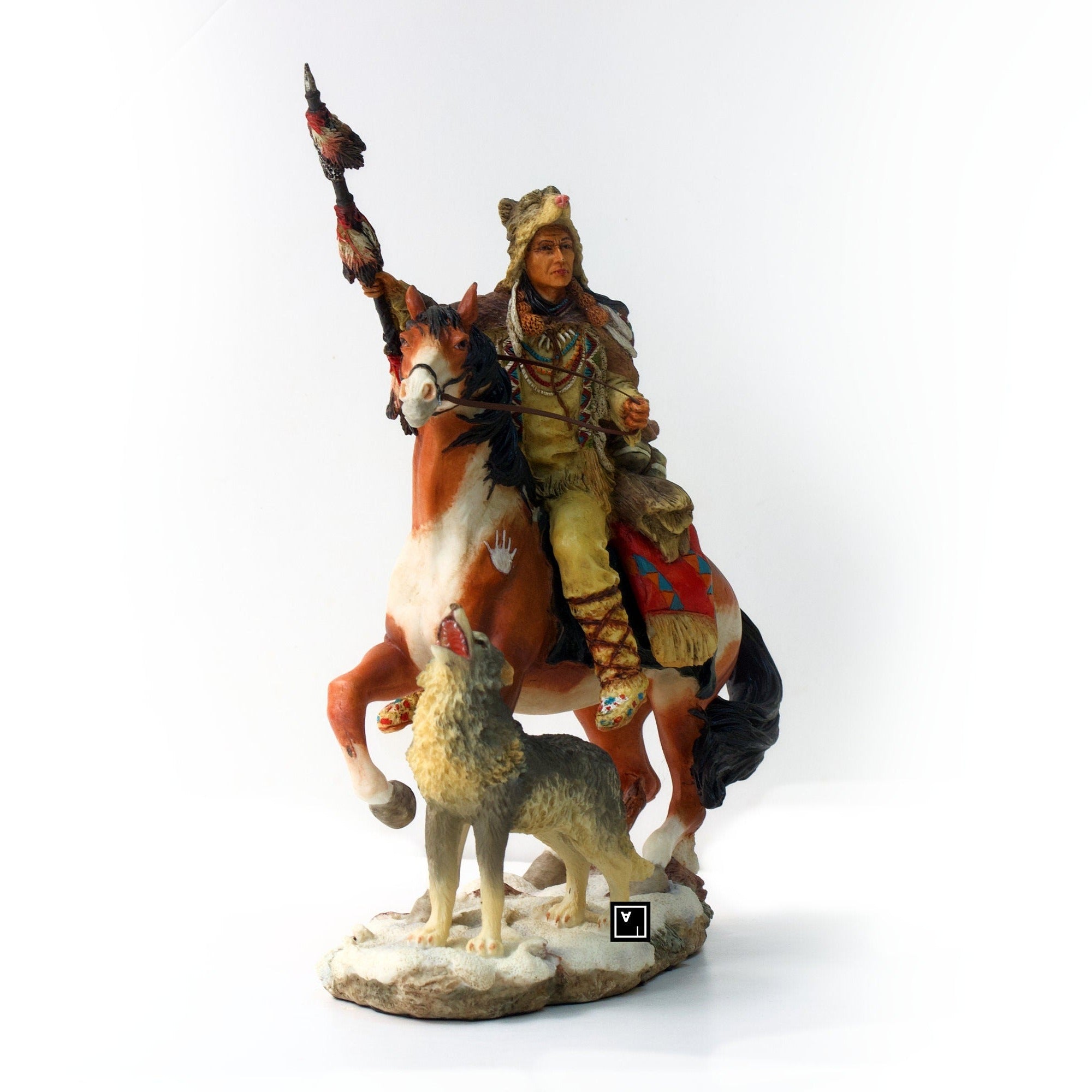 8.26 Inc Indian riding Horse with Wolf