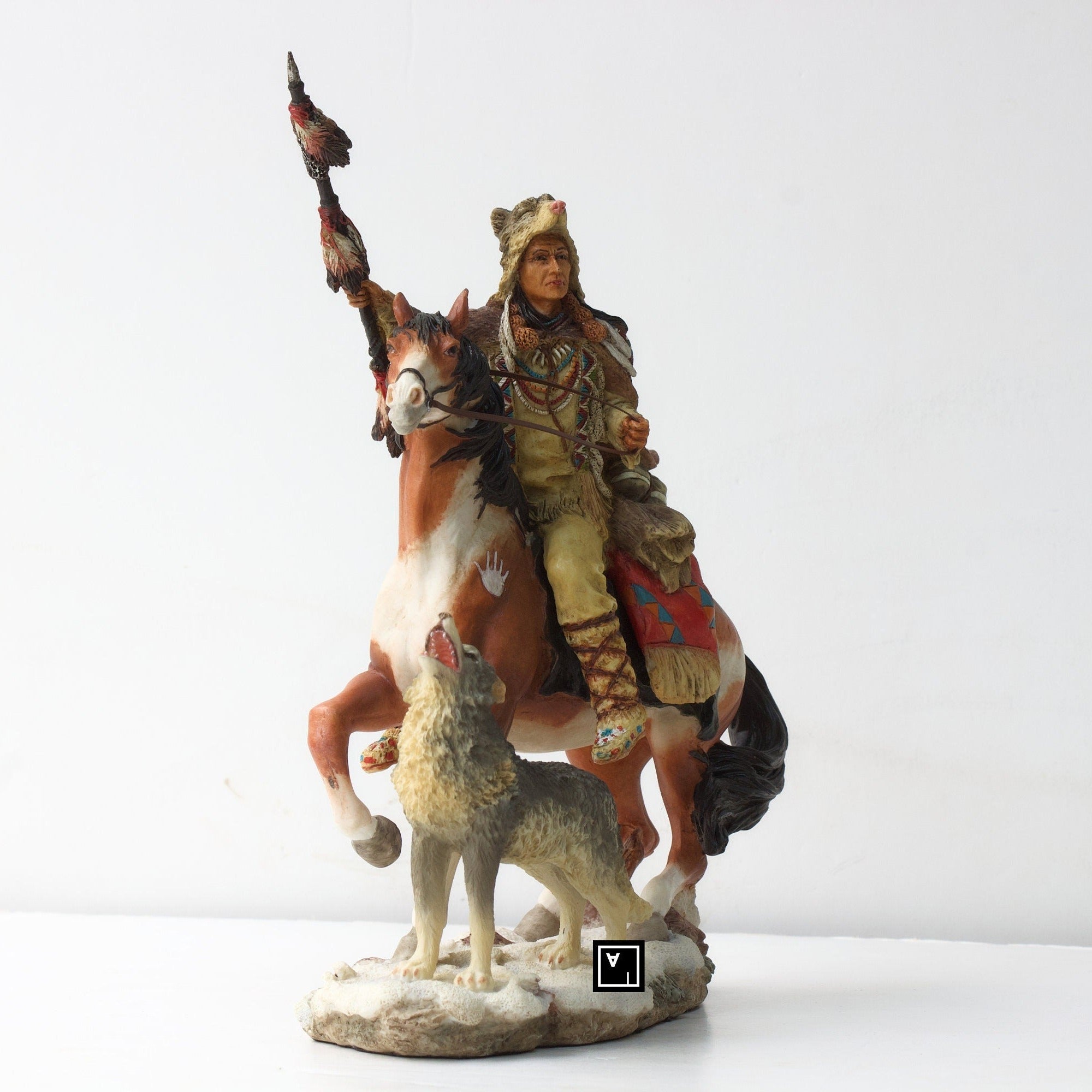 8.26 Inc Indian riding Horse with Wolf