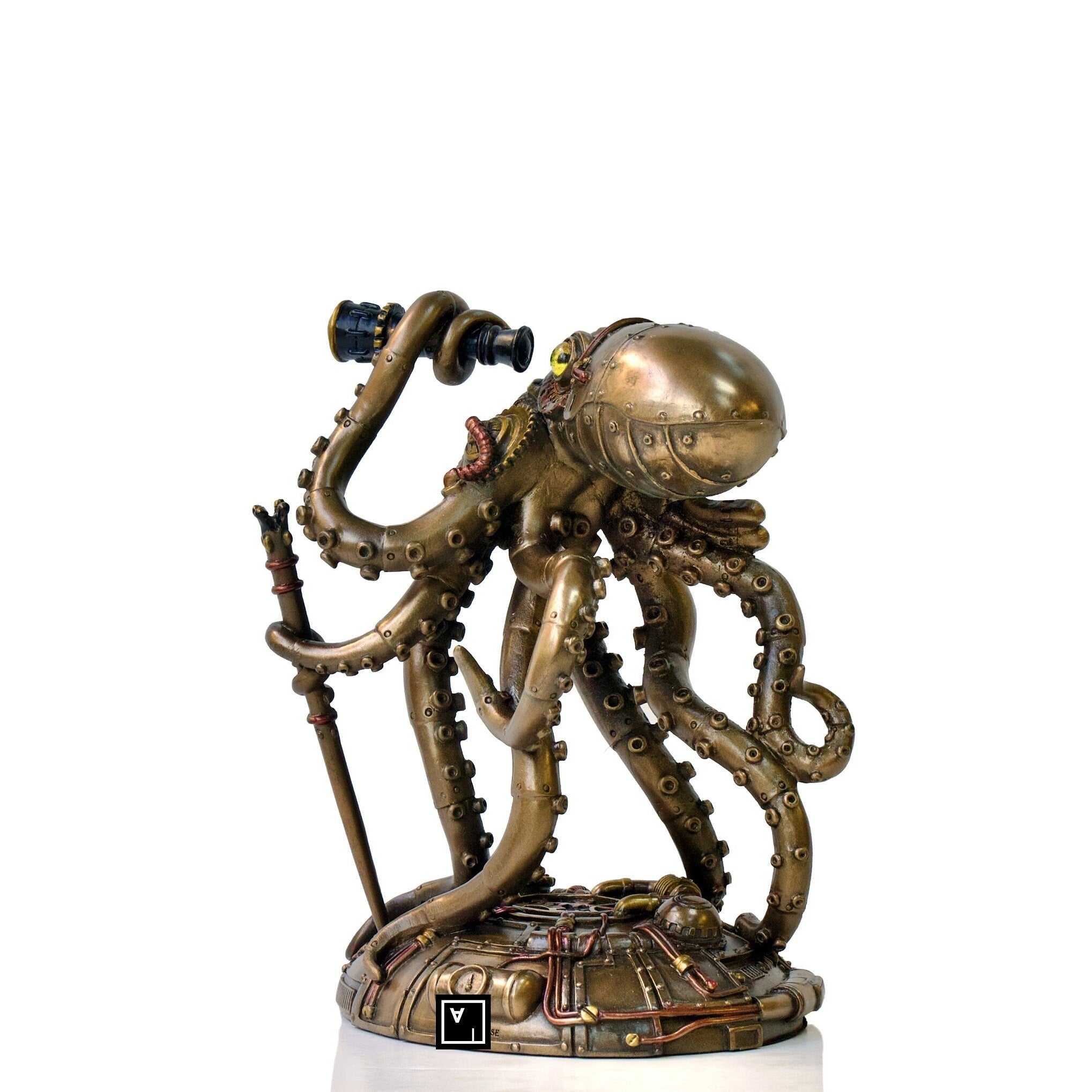 Steampunk Seabed Hiker Octopus Statue.