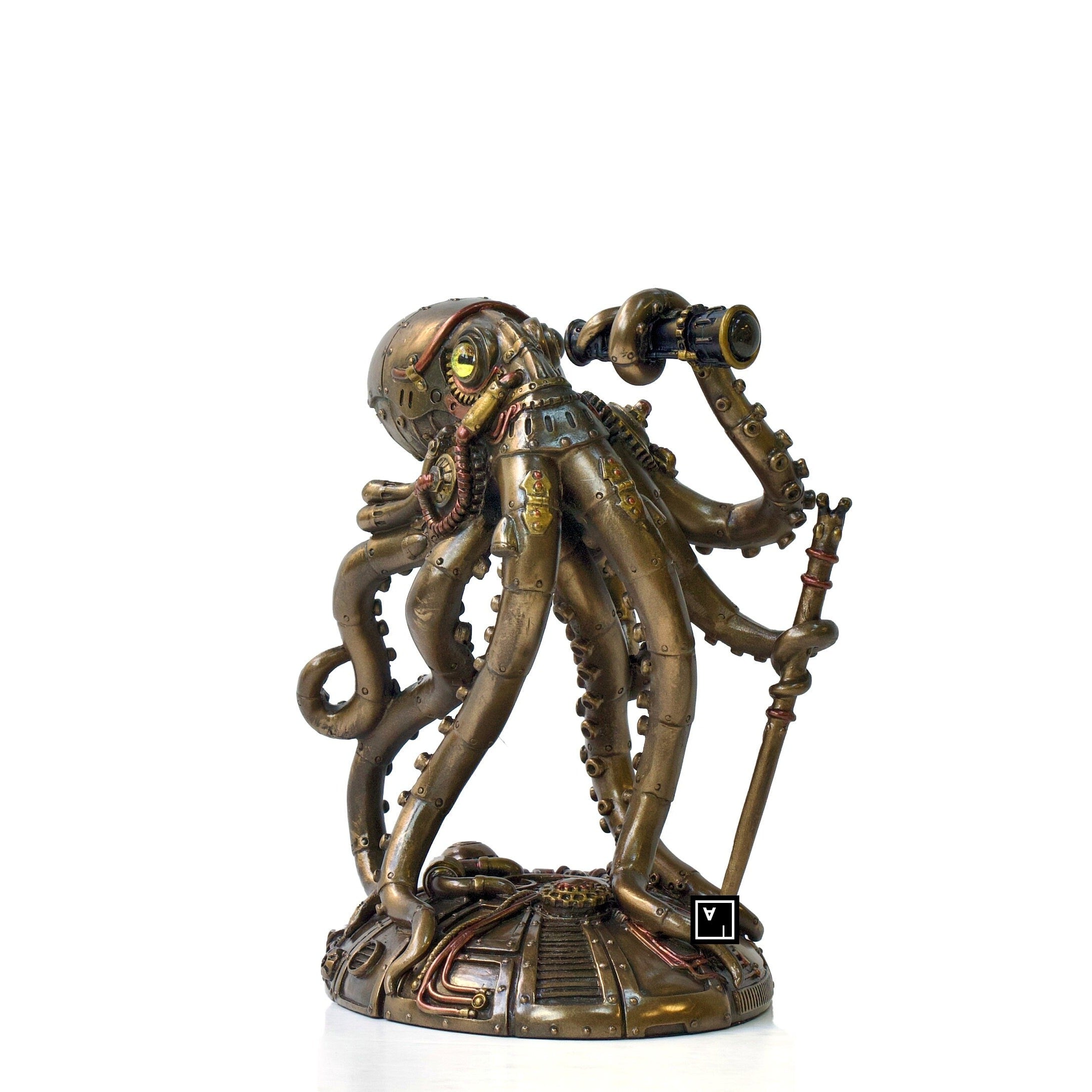 Steampunk Seabed Hiker Octopus Statue.