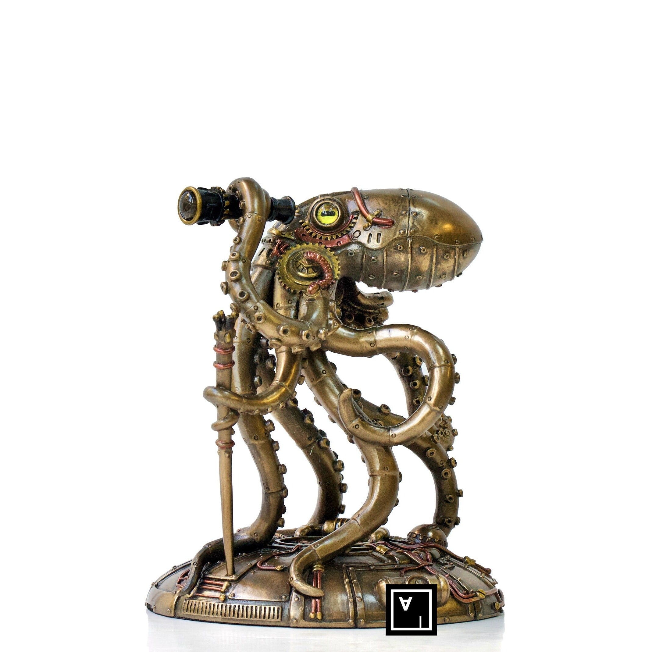 Steampunk Seabed Hiker Octopus Statue.
