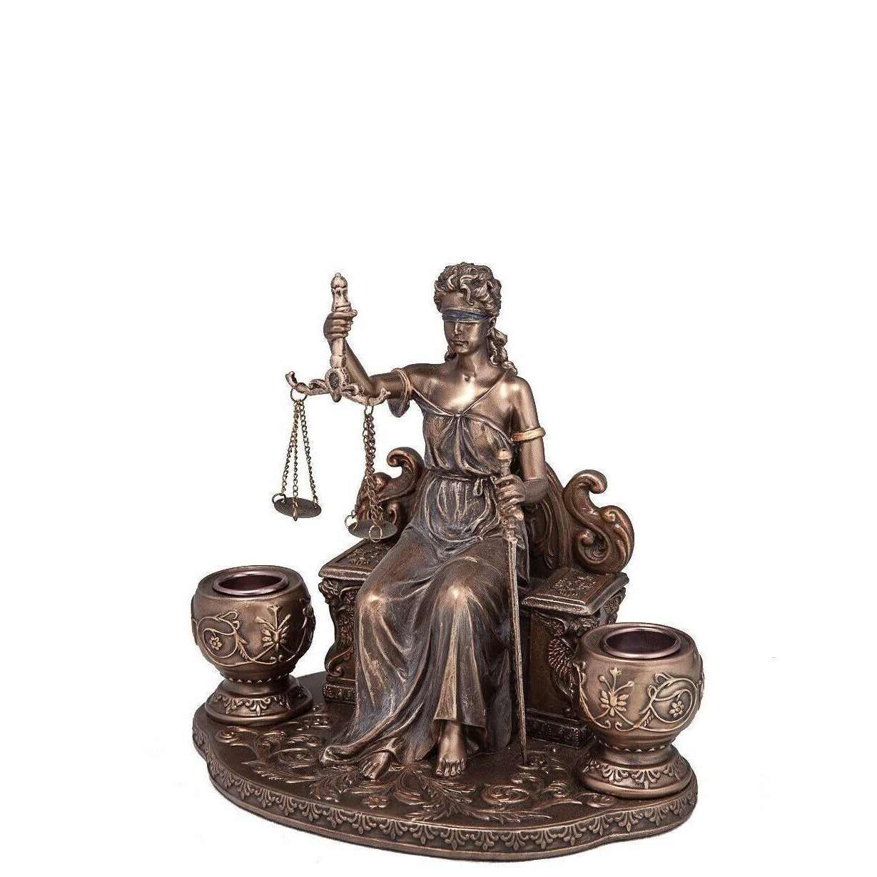 Lady Justice Statue Candle Holder: Cold Cast Bronze Themis Decor