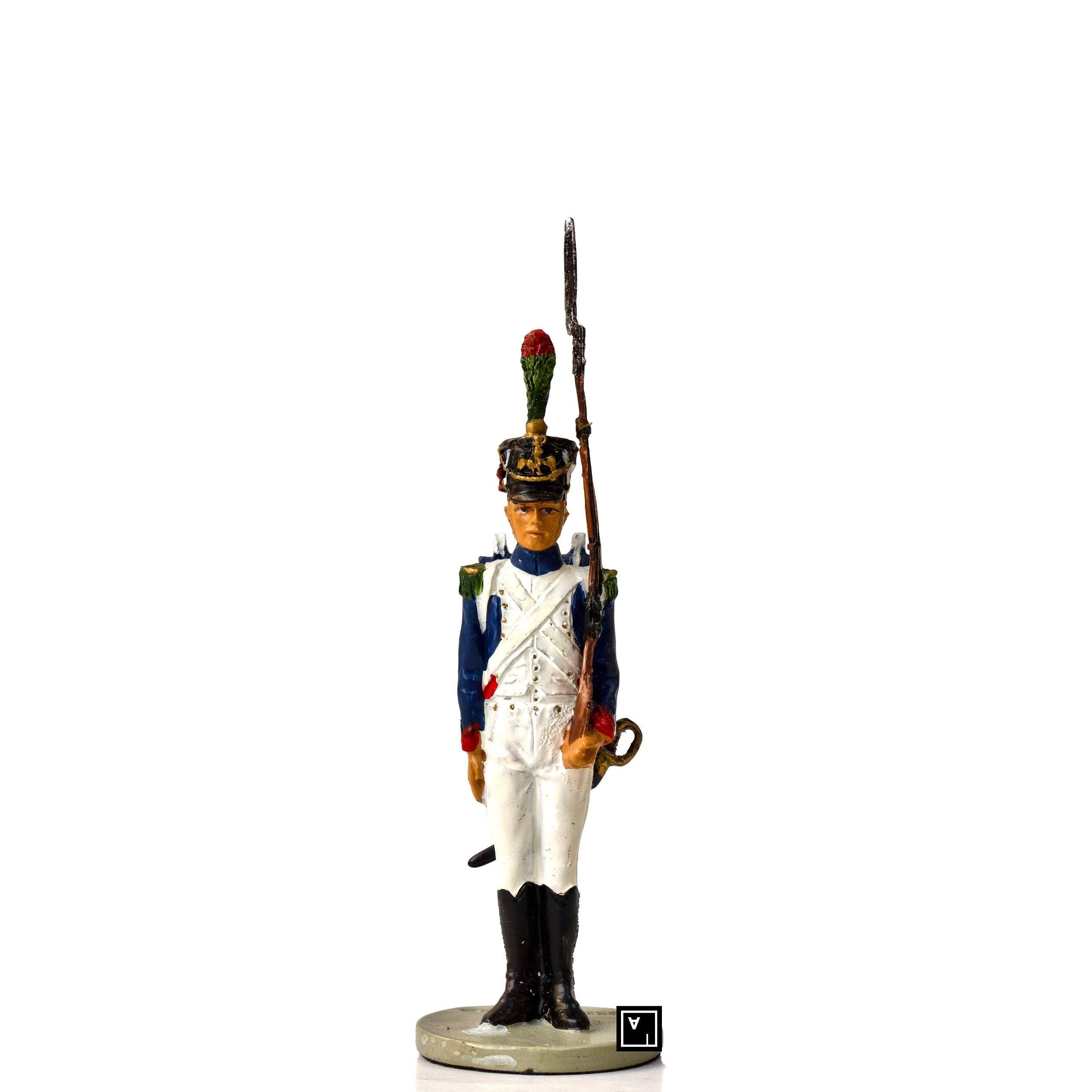 Pewter Napoleon's Grande Armée Figurine: Hand Painted French Soldier