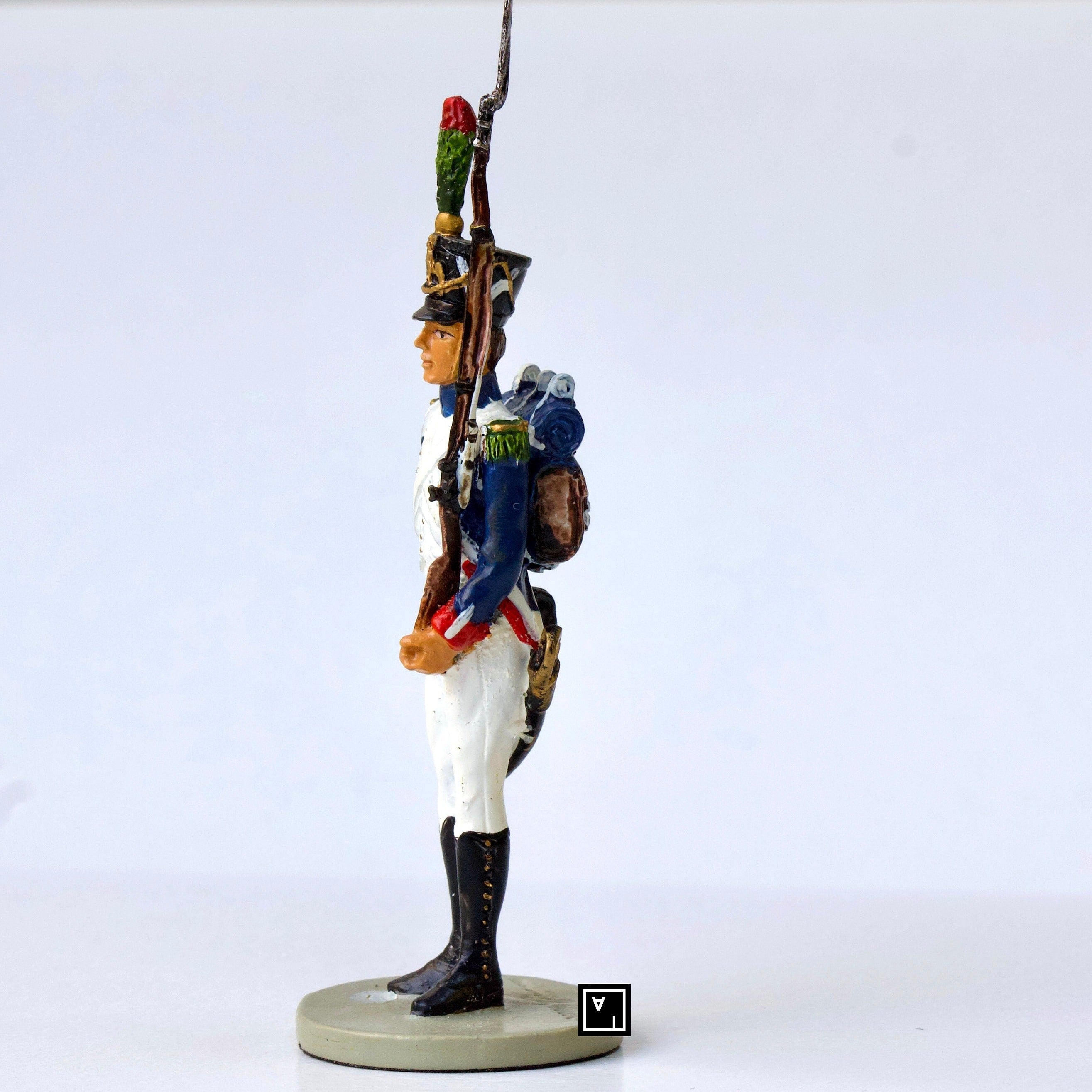 Pewter Napoleon's Grande Armée Figurine: Hand Painted French Soldier