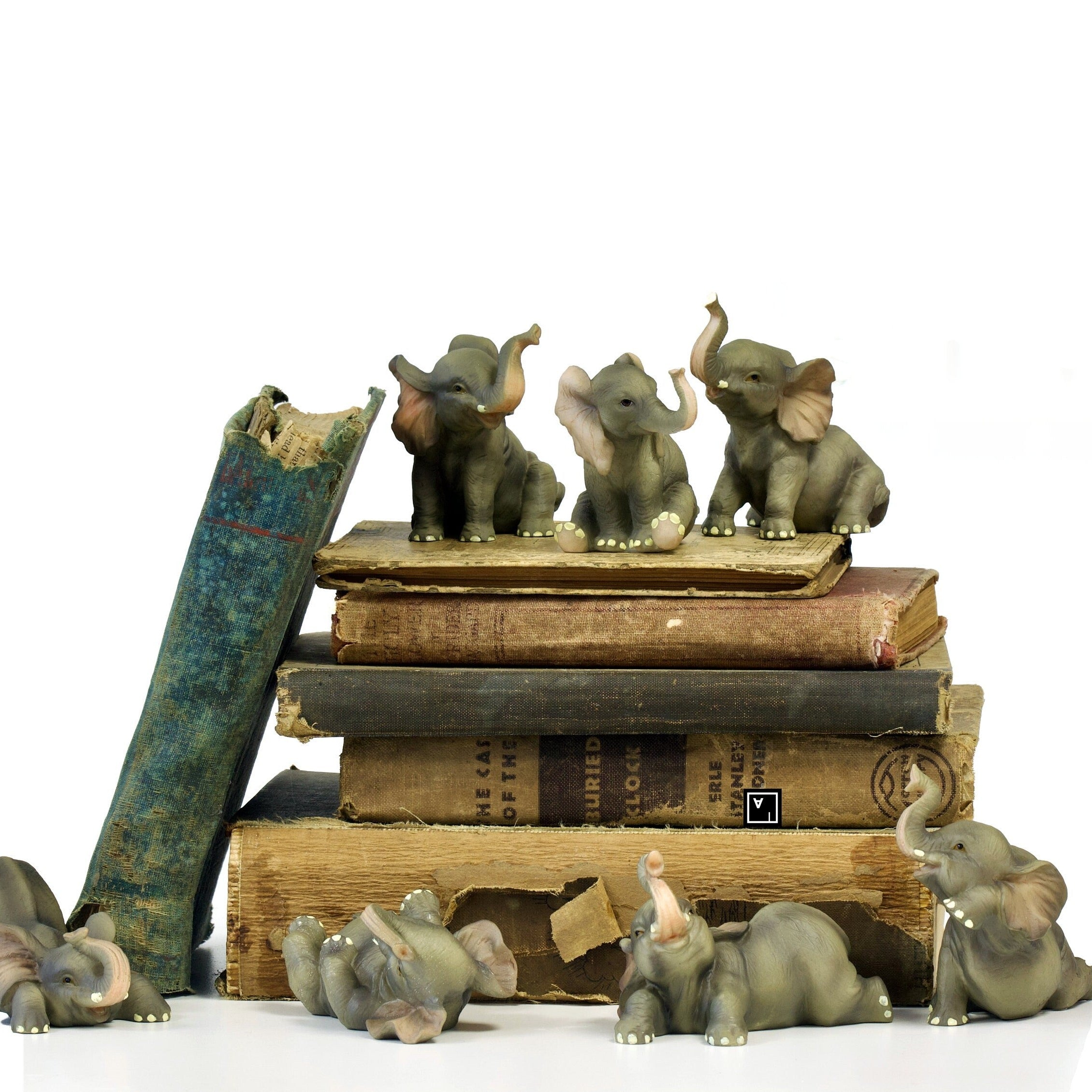 Seven Pieces Baby Elephant Figurine. Good Luck baby Elephants
