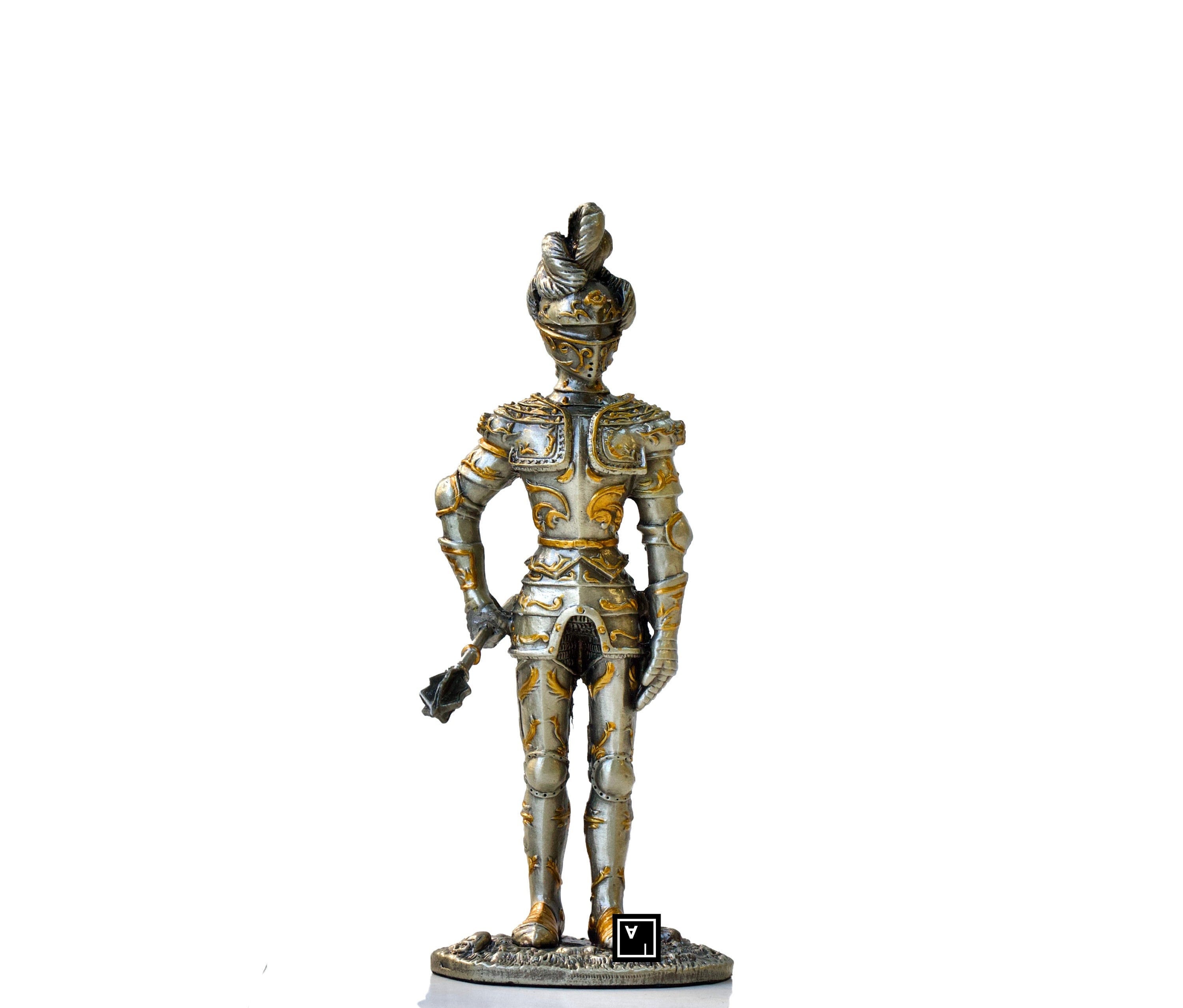 Solid Peter Medieval with Morning Star Mace Statue