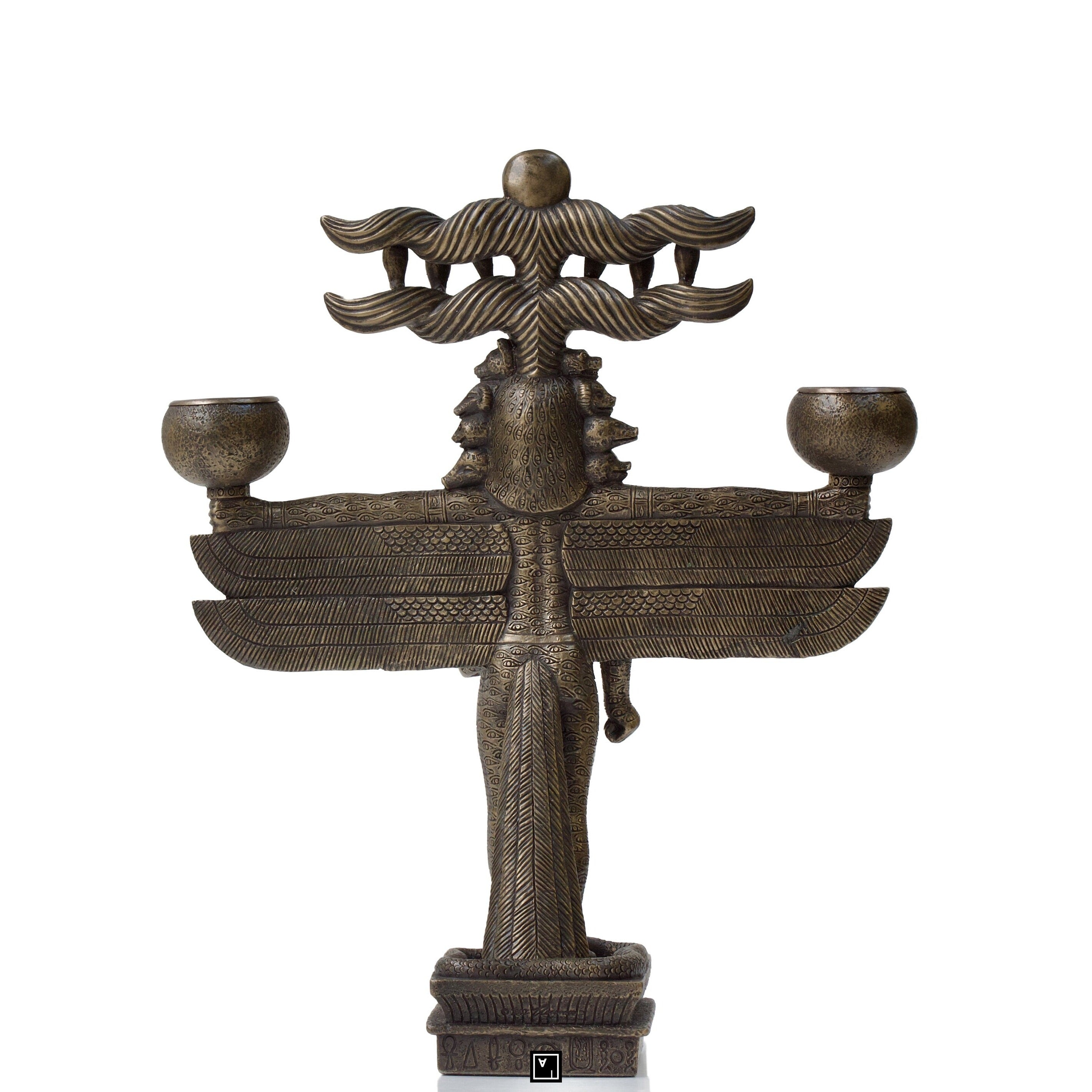 9.44 Inches Pantheus Ancient Egyptian Pharaoh Pagan Candlestick Holder. Wiccan candle holder.