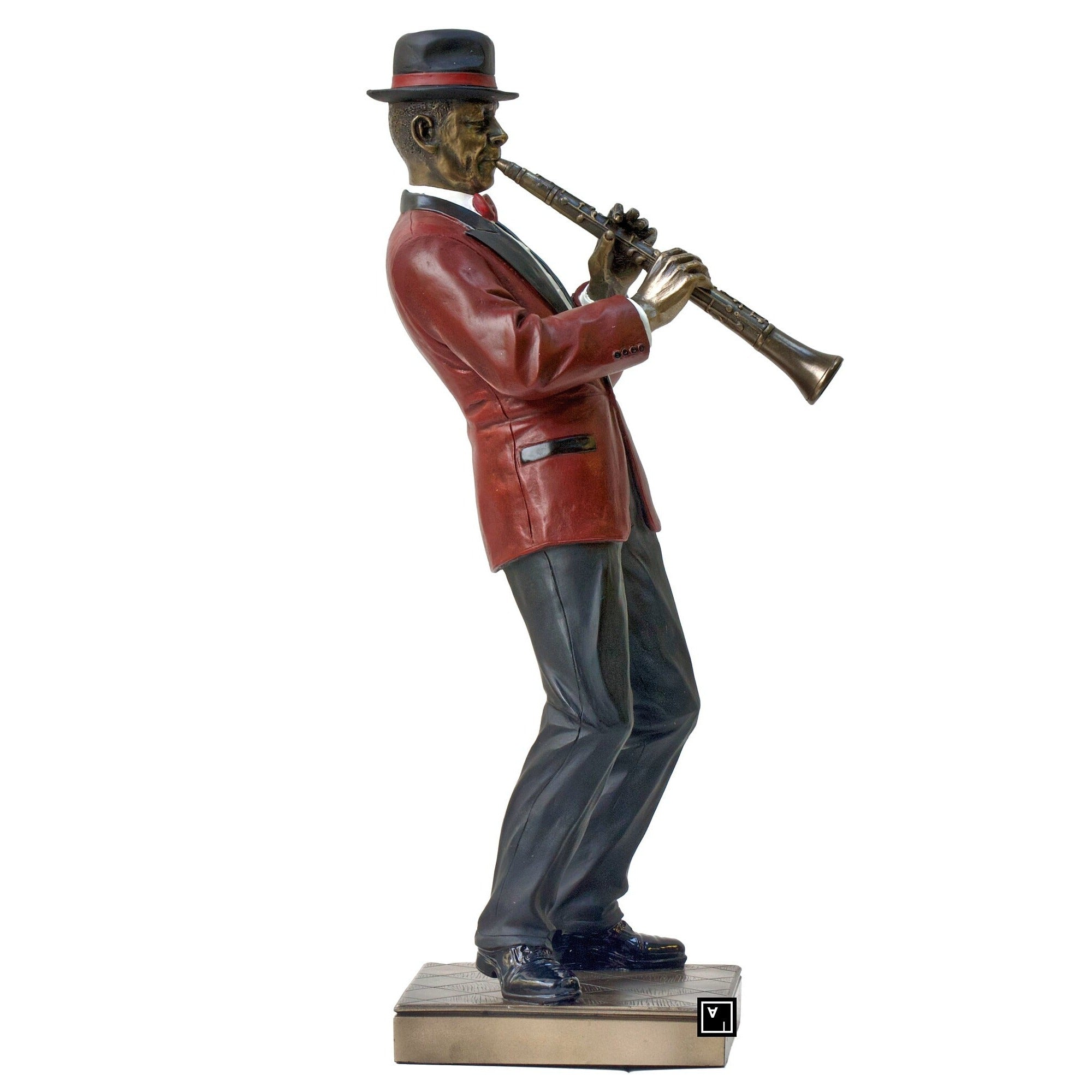 Veronese Jazz Clarinet Player Figurine: Bronze Resin Statue