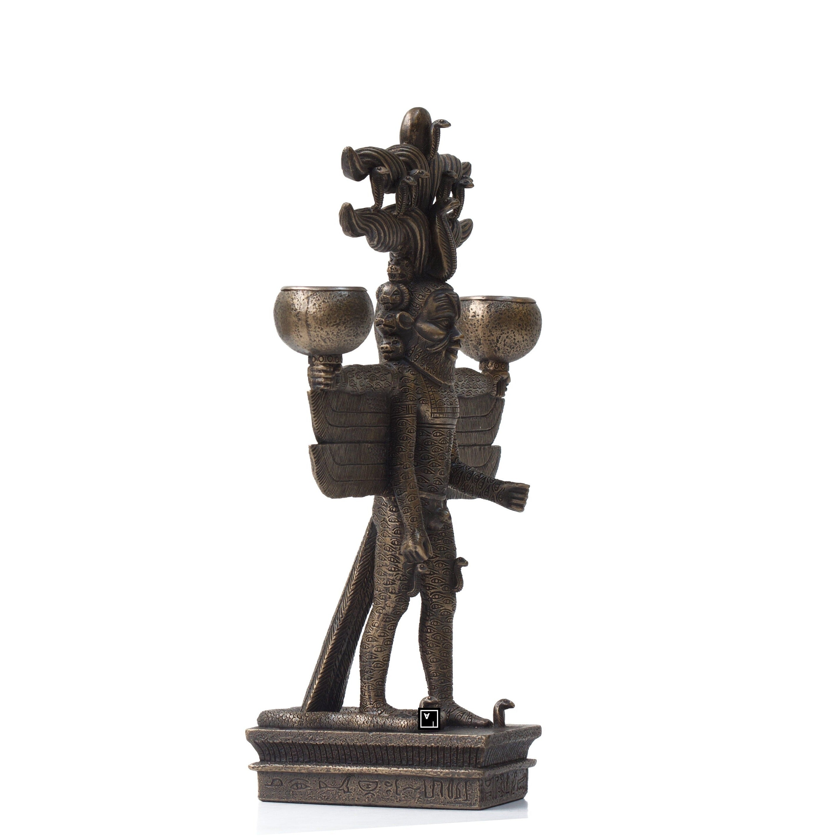 9.44 Inches Pantheus Ancient Egyptian Pharaoh Pagan Candlestick Holder. Wiccan candle holder.