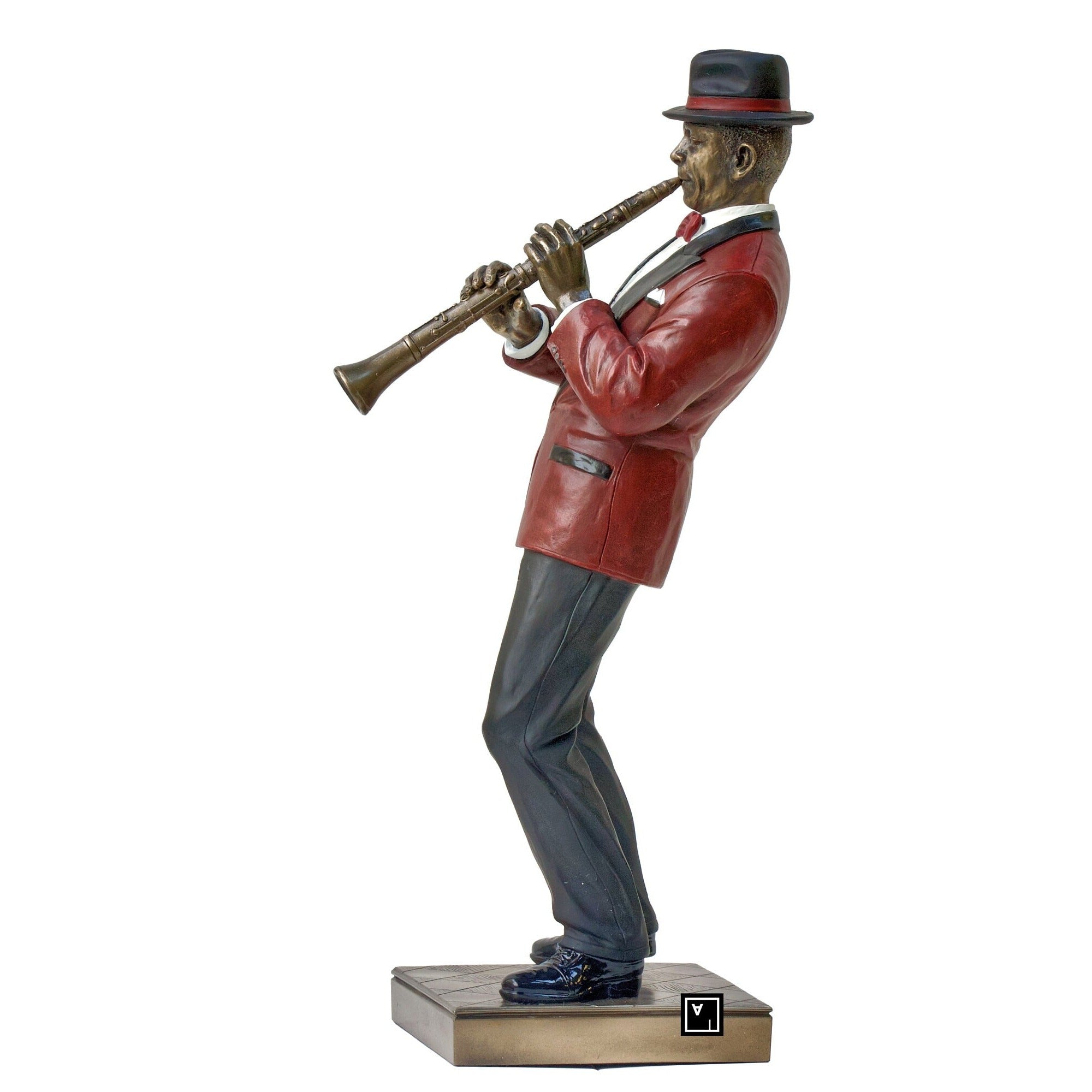 Veronese Jazz Clarinet Player Figurine: Bronze Resin Statue