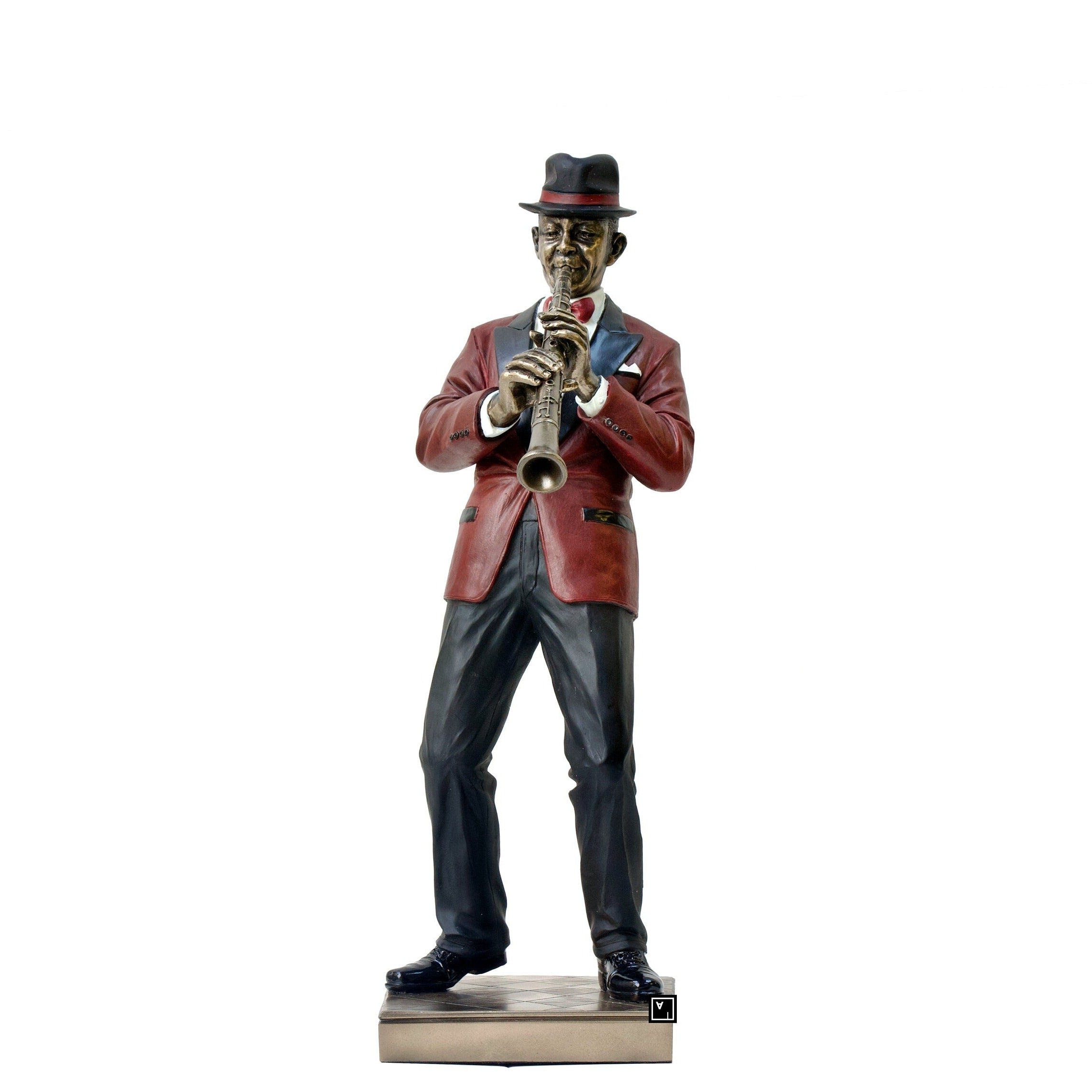 Veronese Jazz Clarinet Player Figurine: Bronze Resin Statue