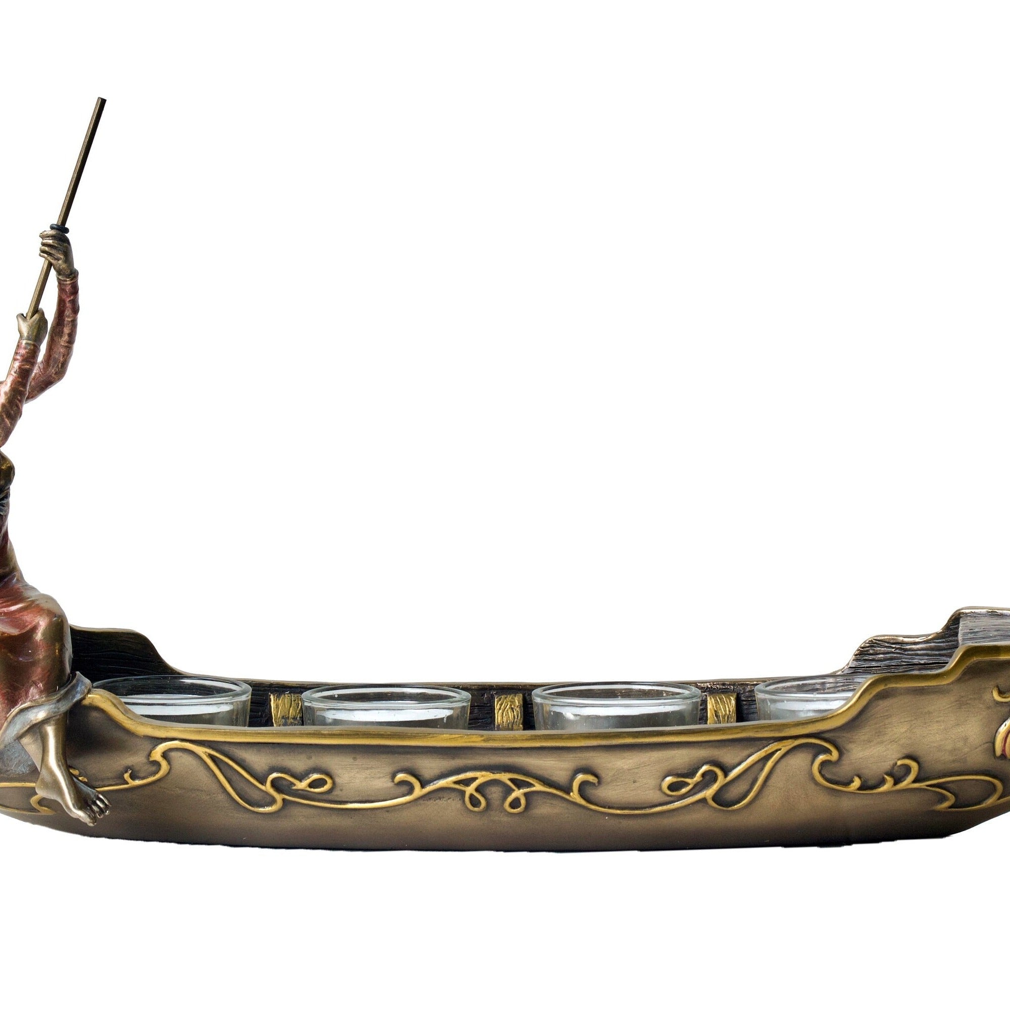 Art Nouveau Woman Gondola Tealight Candle Holder: Bronze Decor