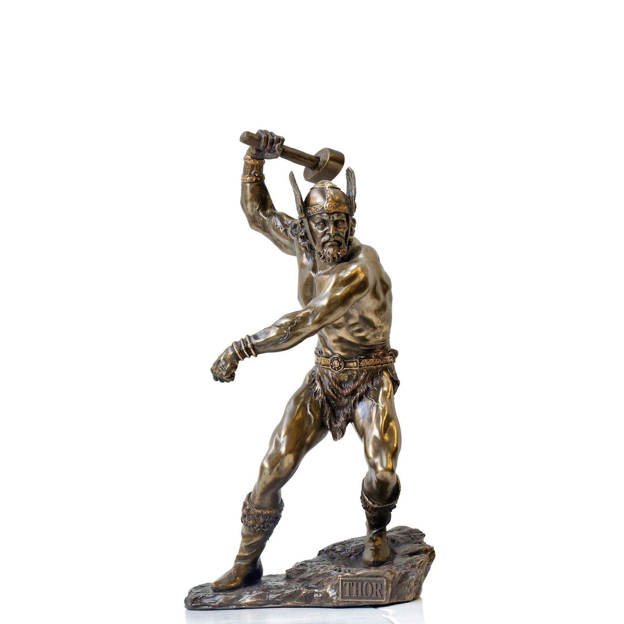 Bronzed Thor Statue, Norse God Sculpture