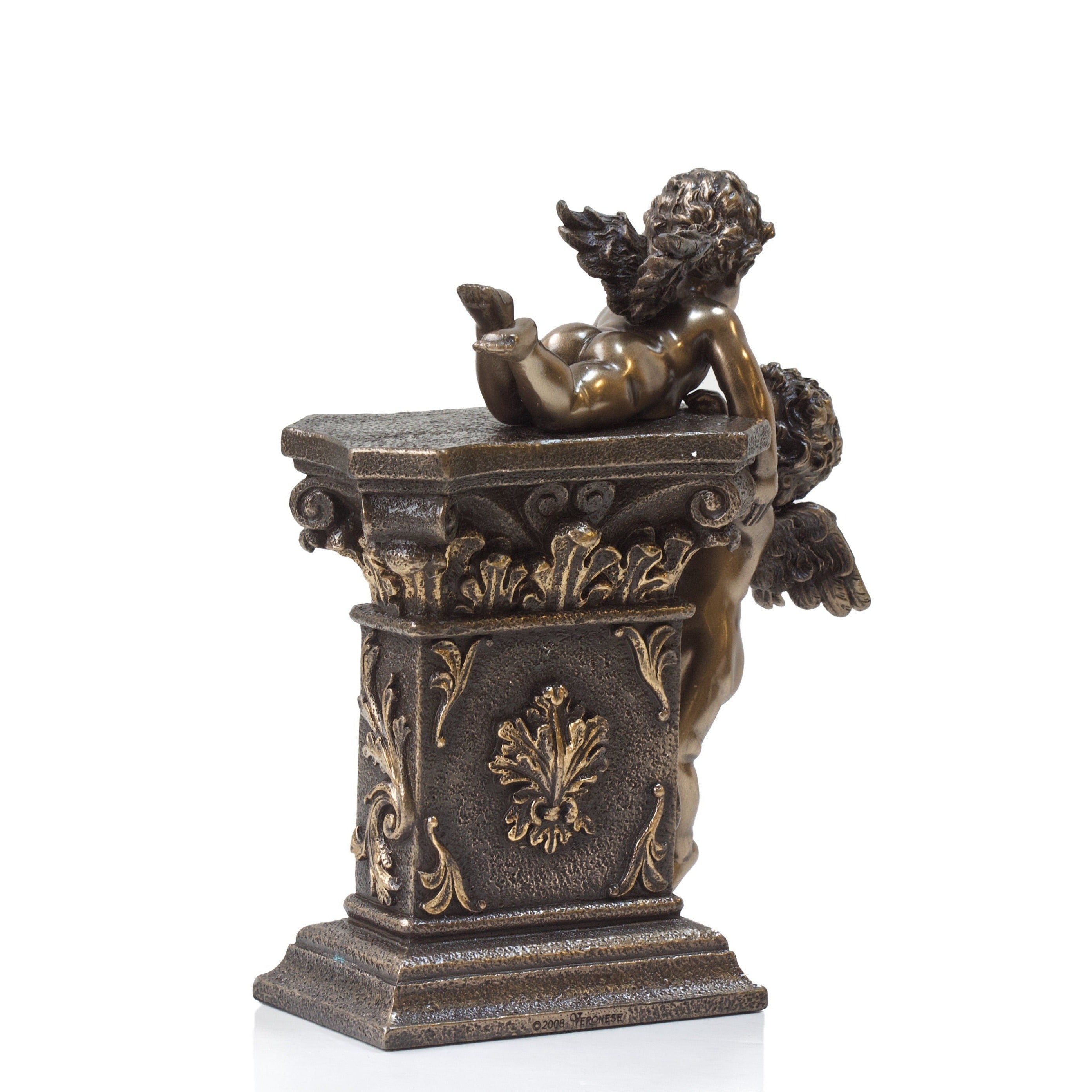 Art Nouveau Cherub Desk Clock: Cold Cast Bronze Angels, Handmade