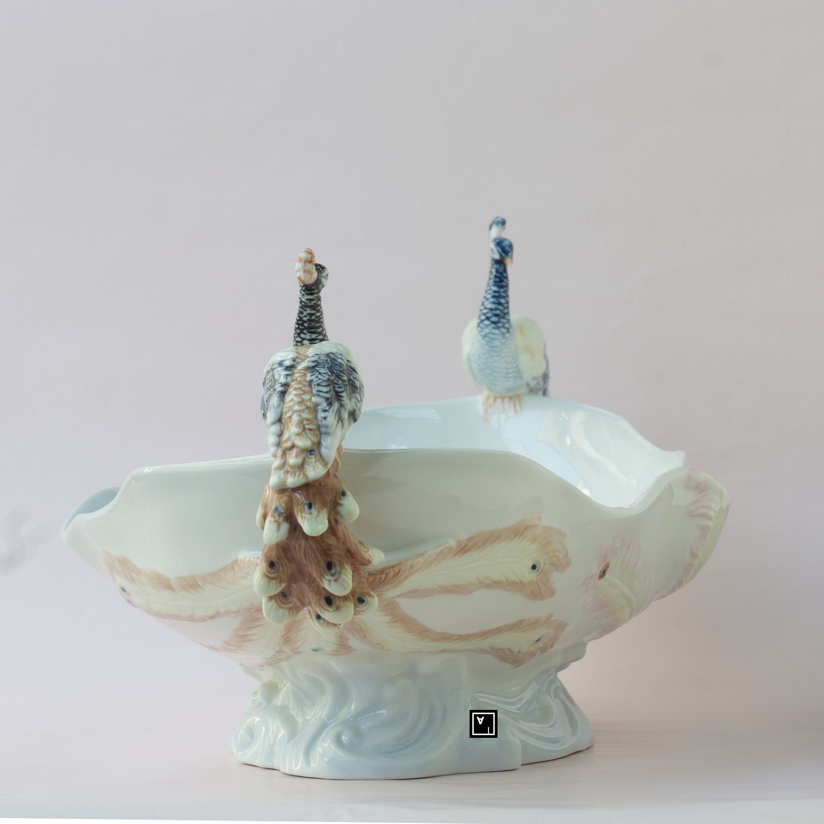 Art NouveauTwin Peacock Tray Two Peacock Porcelain Dish