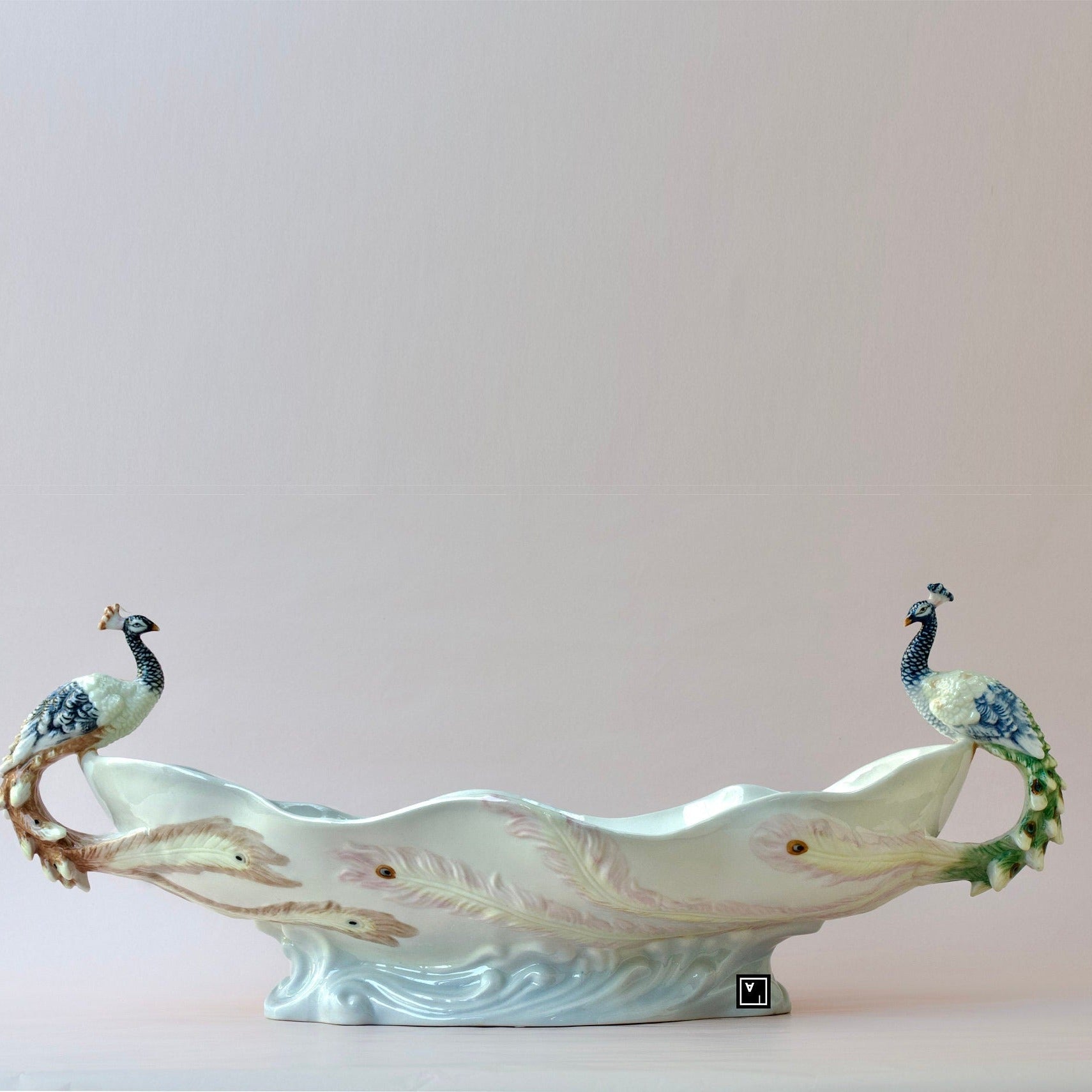 Art Nouveau inspired Peacock centerpiece Porcelain Set