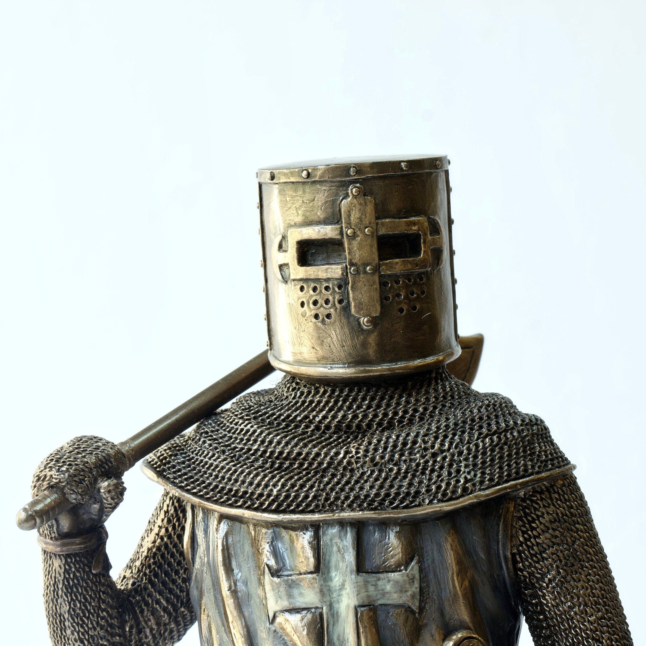 12 Inches Crusader With Battle Axe and Shield Statue