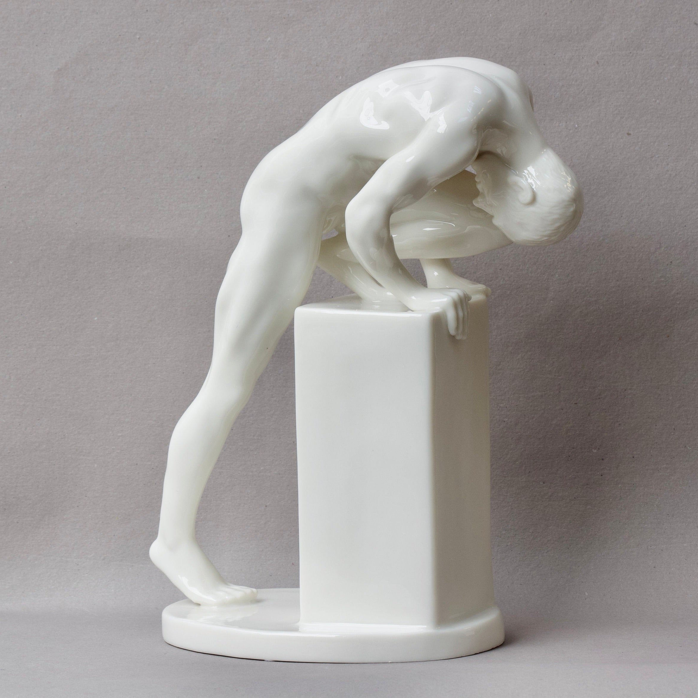 Nude Male Statue. Fine Glazed Porcelain Male Sculpture
