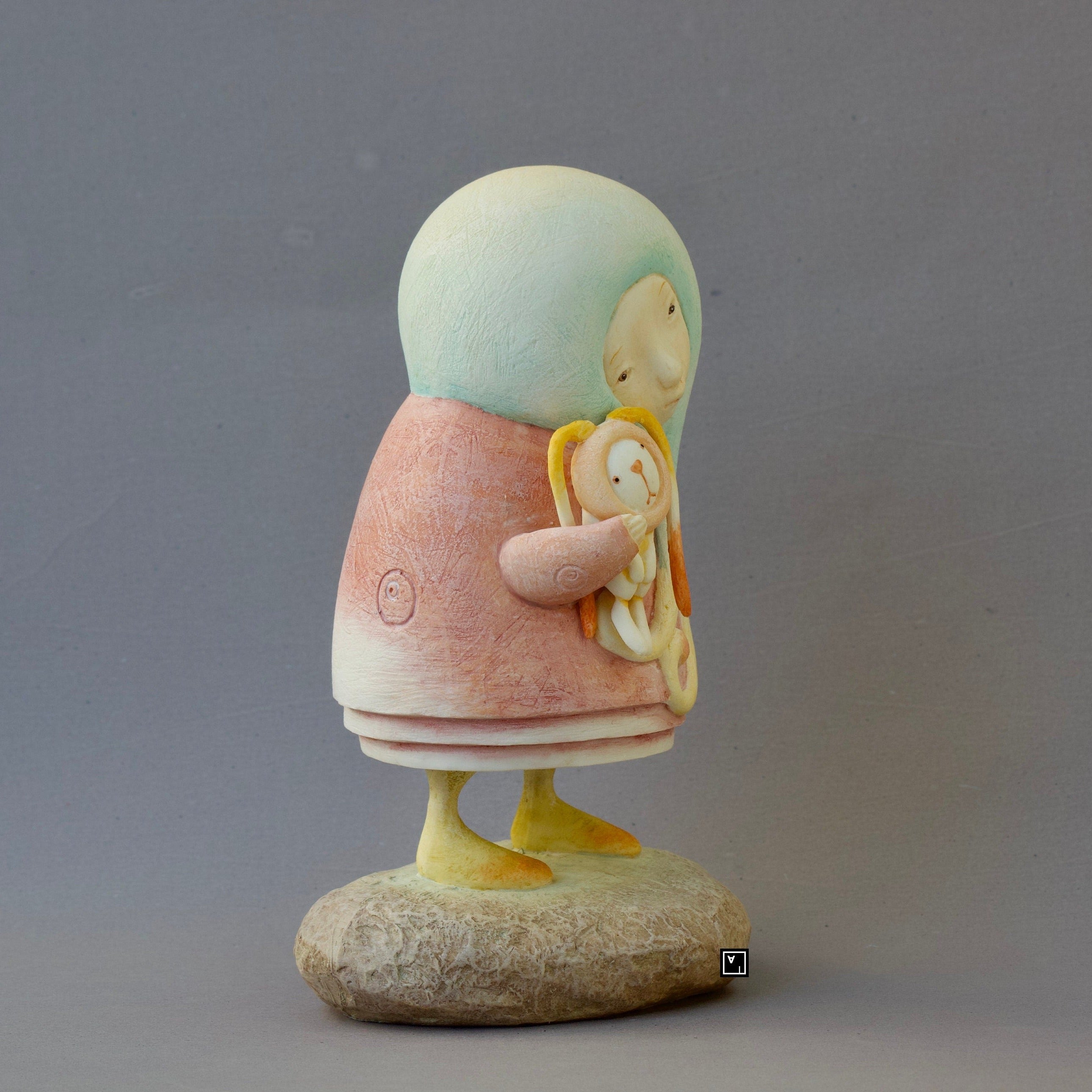 Handmade Resin Child Doll Sculpture: "Child at Heart" Figurine