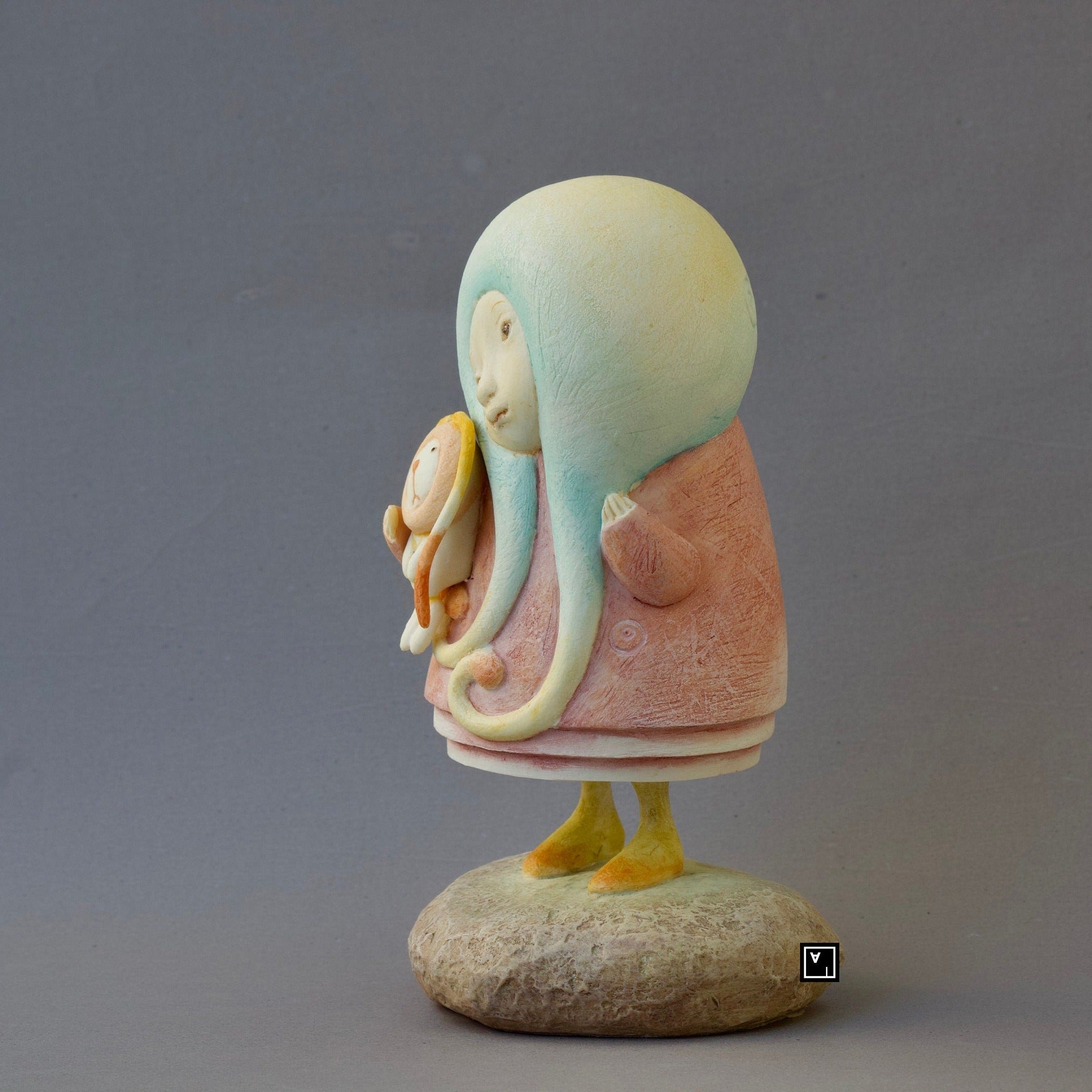 Handmade Resin Child Doll Sculpture: "Child at Heart" Figurine