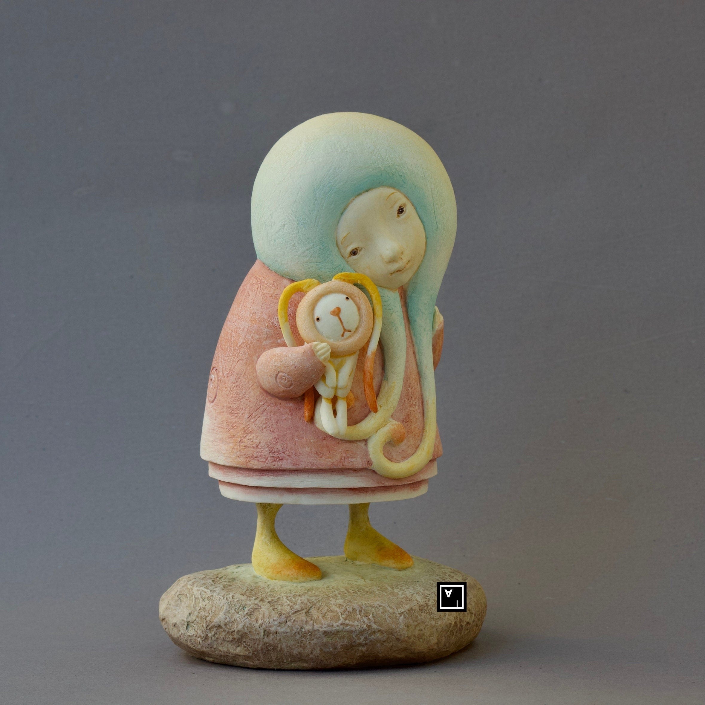 Handmade Resin Child Doll Sculpture: "Child at Heart" Figurine