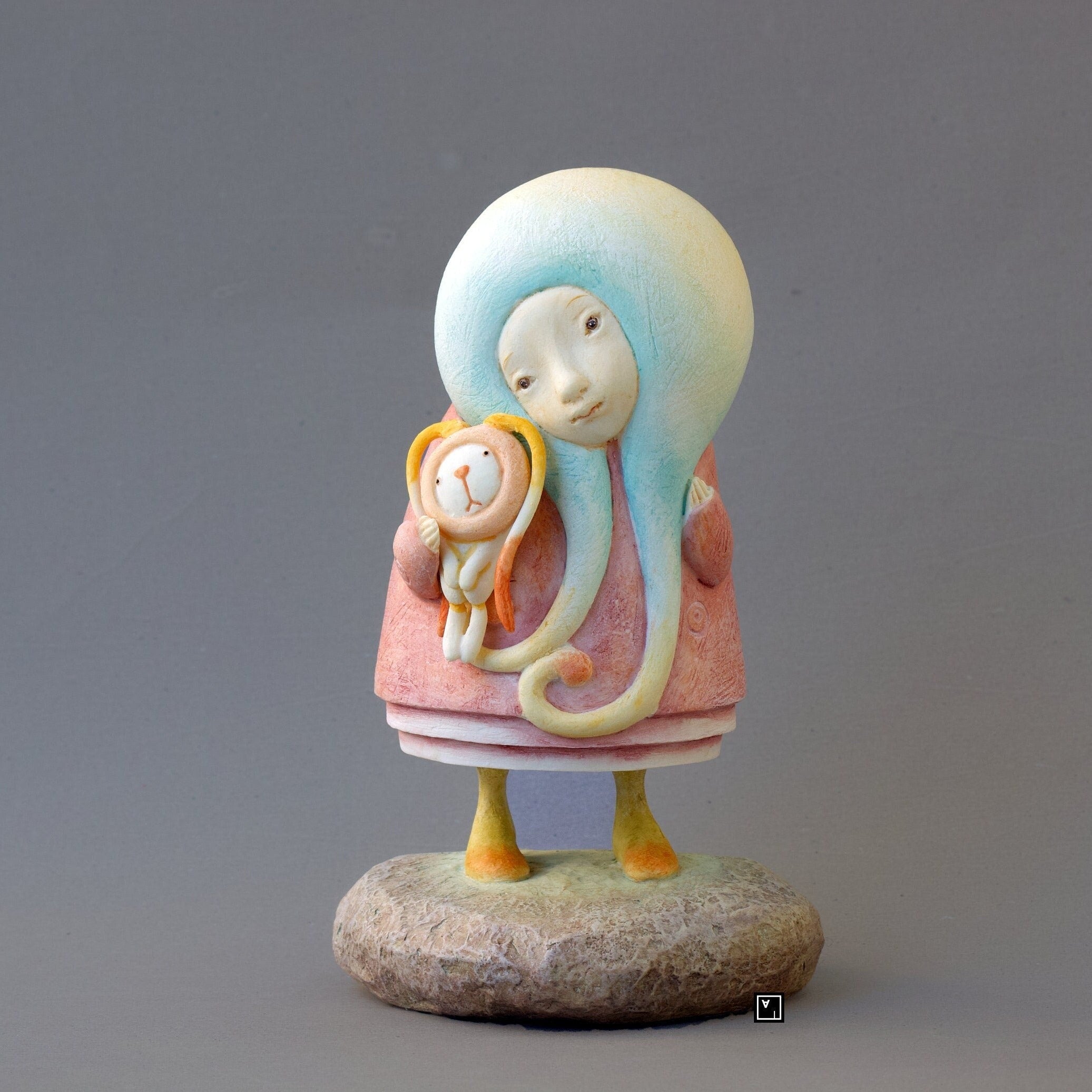 Handmade Resin Child Doll Sculpture: "Child at Heart" Figurine