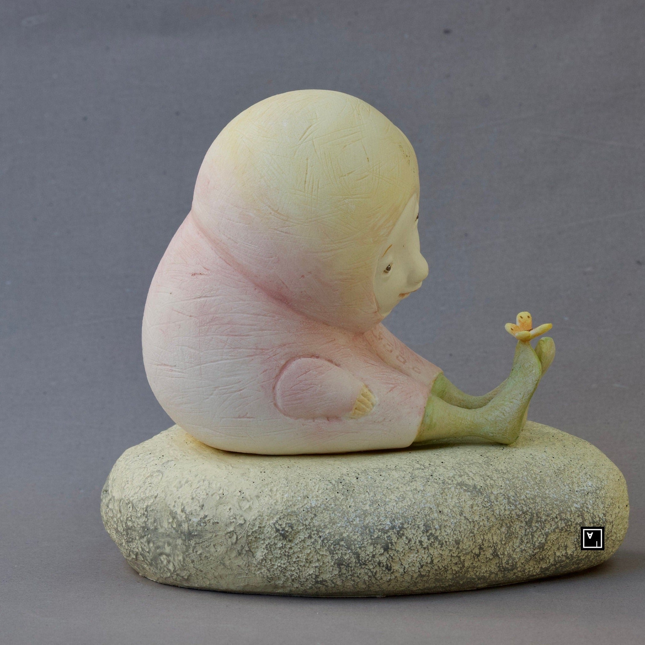 Ima Naroditskaya Art Doll Figurine: Child with Butterfly, Botero Style