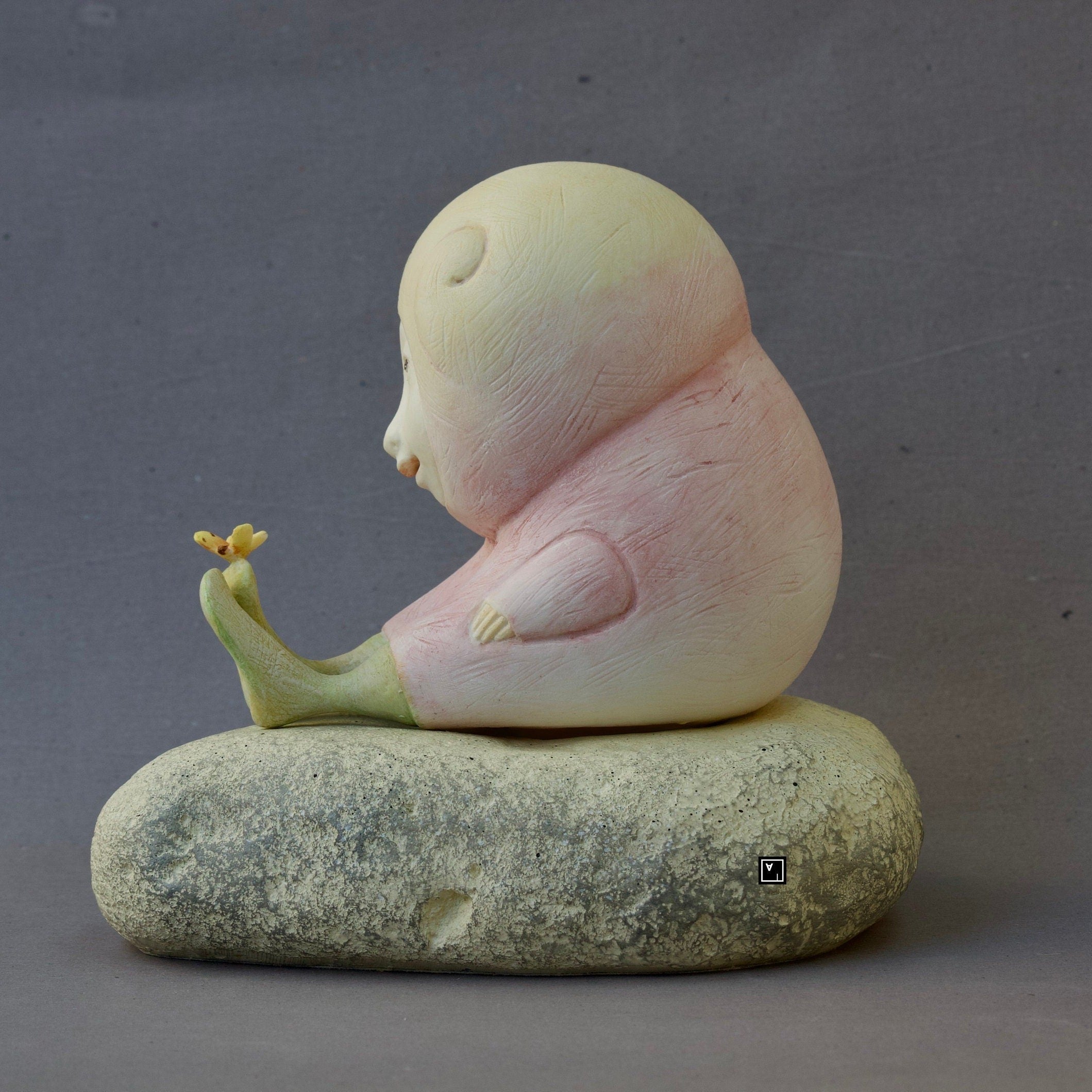 Ima Naroditskaya Art Doll Figurine: Child with Butterfly, Botero Style