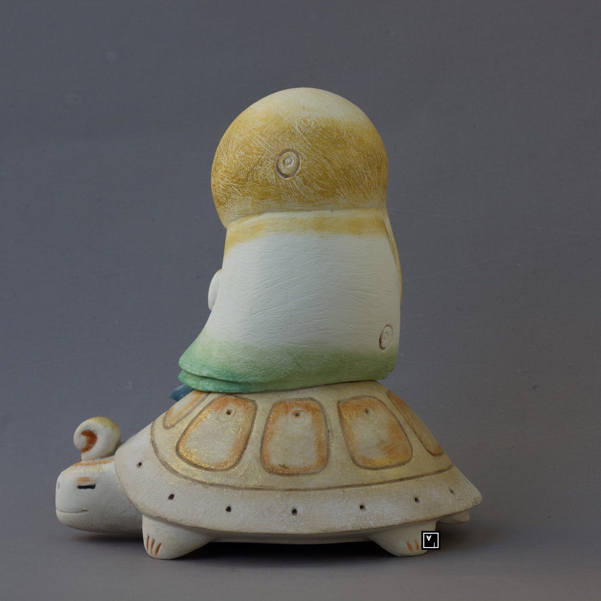 Ima Naroditskaya Art Doll Figurine: Child on Turtle, Modern Sculpture