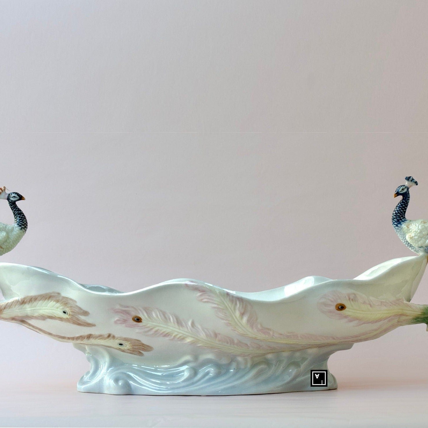 Art NouveauTwin Peacock Tray Two Peacock Porcelain Dish