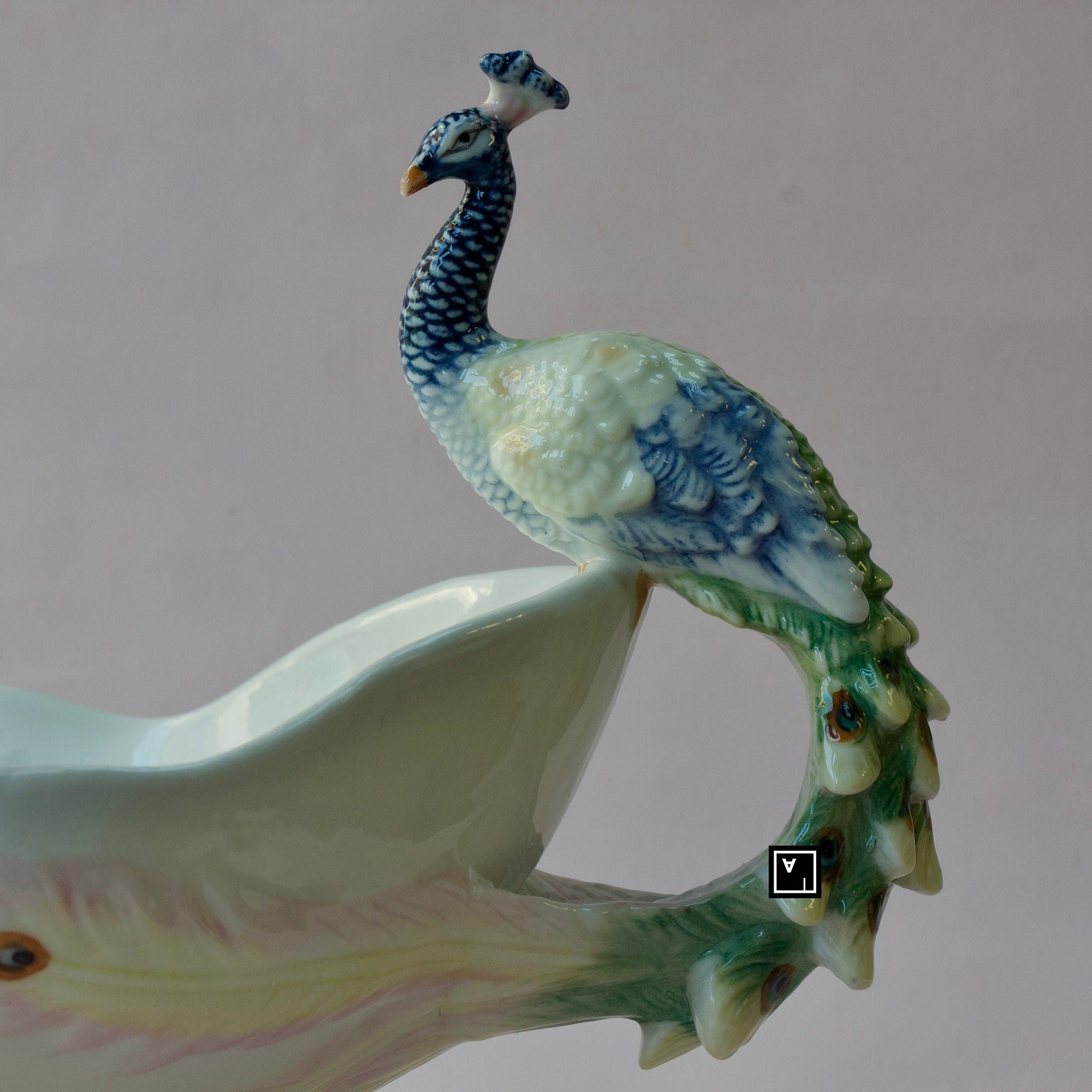 Art NouveauTwin Peacock Tray Two Peacock Porcelain Dish