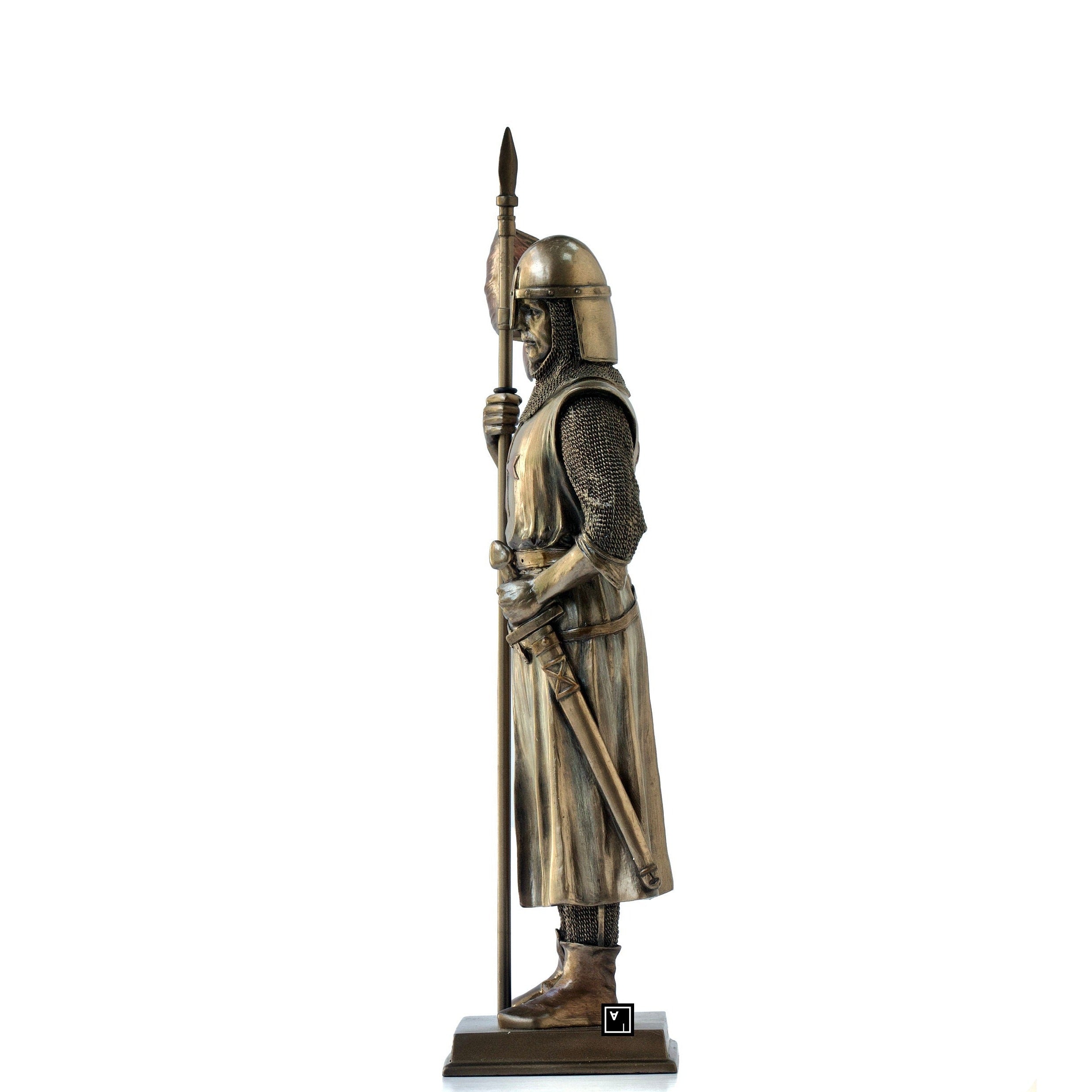 12 Inches The Knights Templar Crusader Holding Flag Statue