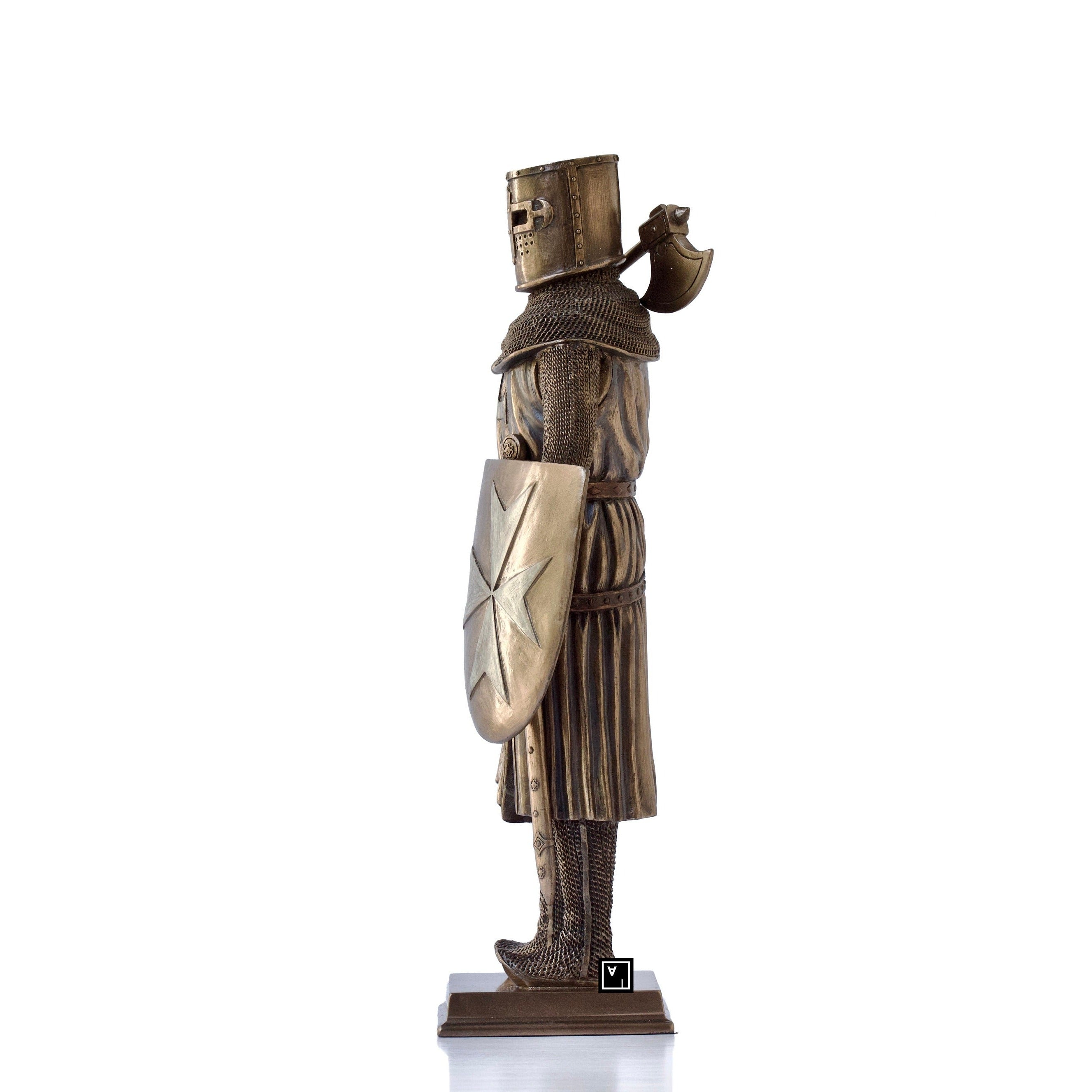 12 Inches Crusader With Battle Axe and Shield Statue