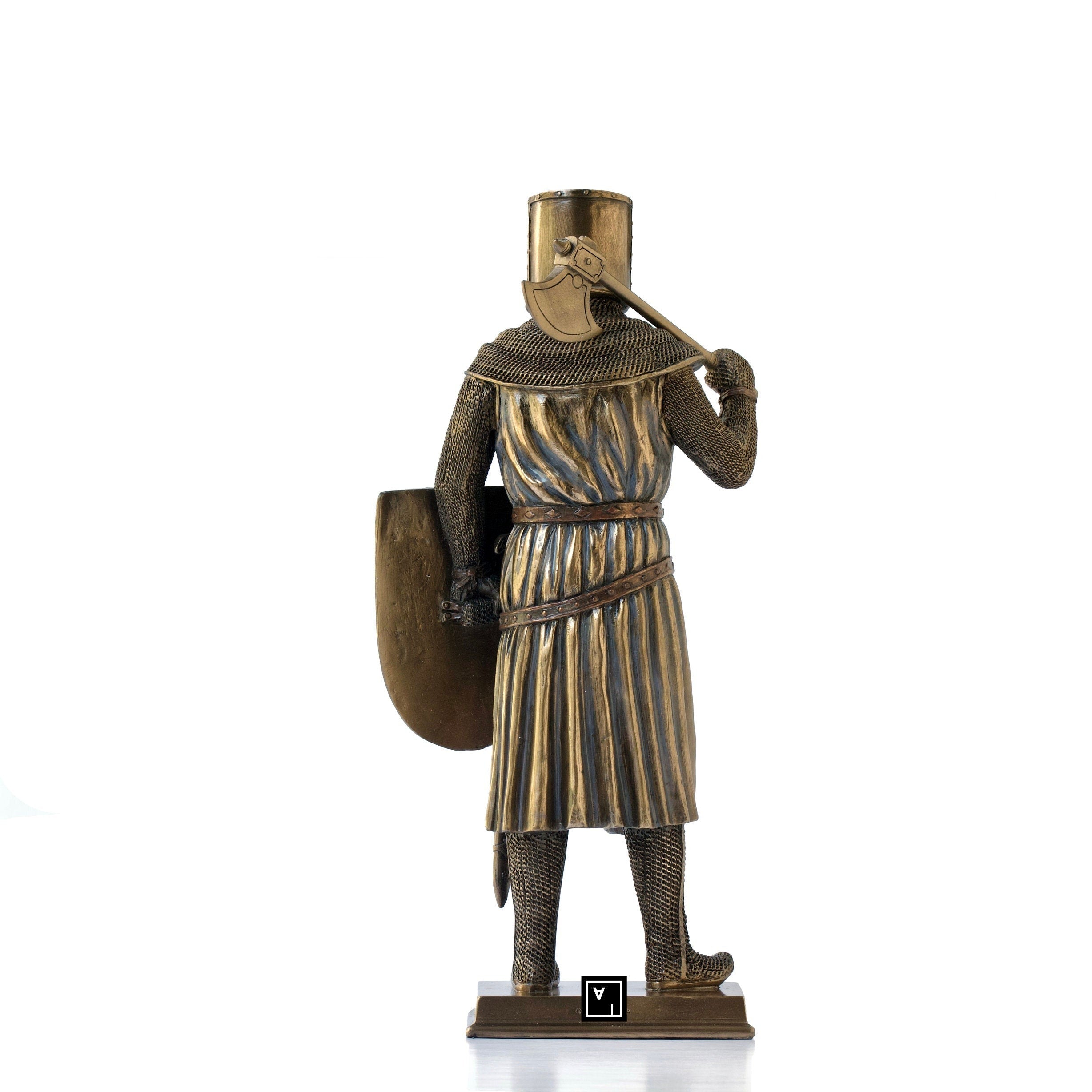 12 Inches Crusader With Battle Axe and Shield Statue