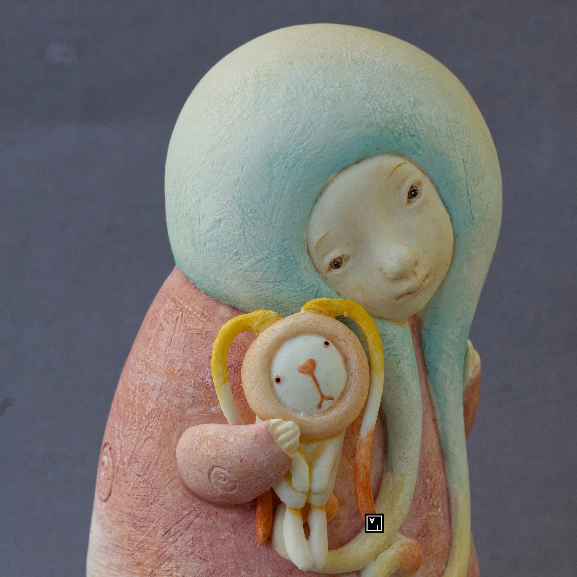 Handmade Resin Child Doll Sculpture: "Child at Heart" Figurine