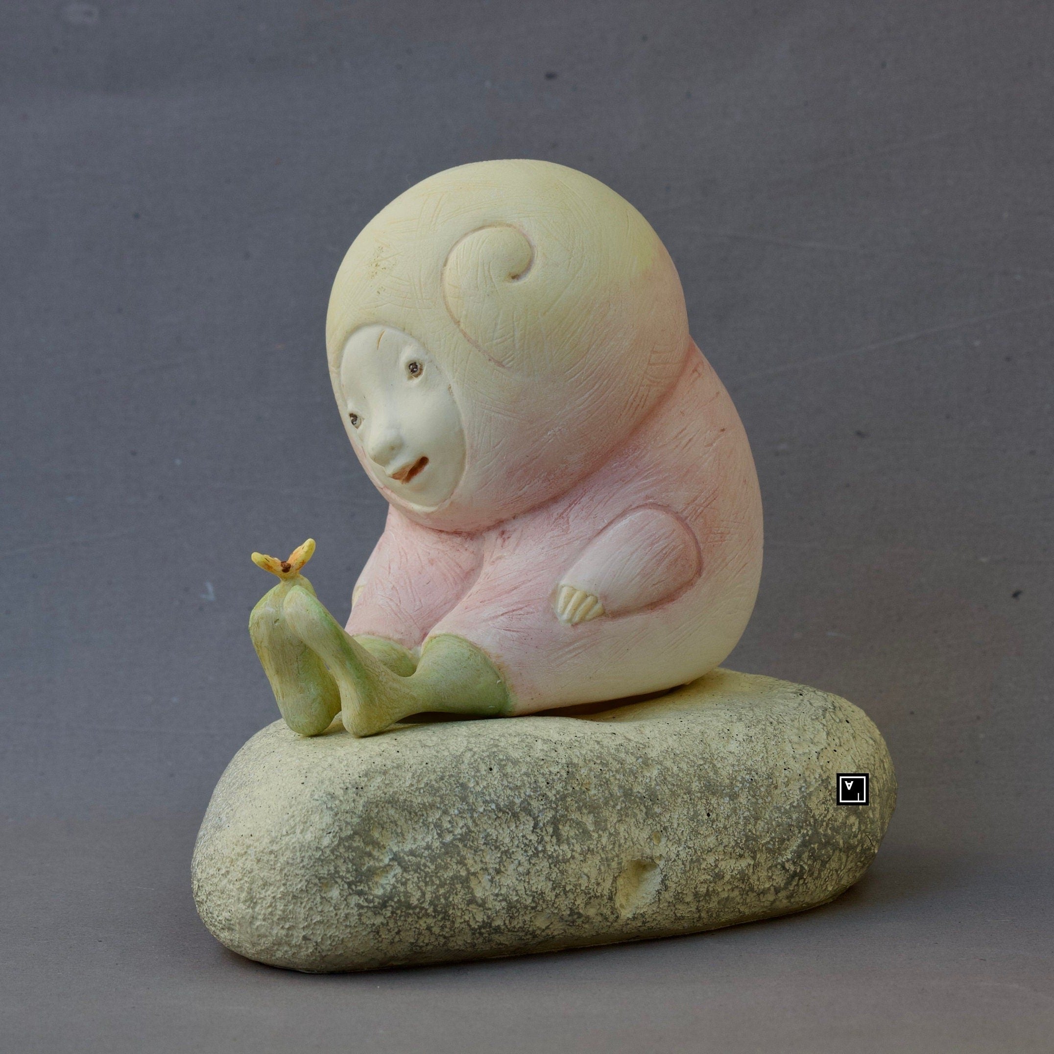Ima Naroditskaya Art Doll Figurine: Child with Butterfly, Botero Style