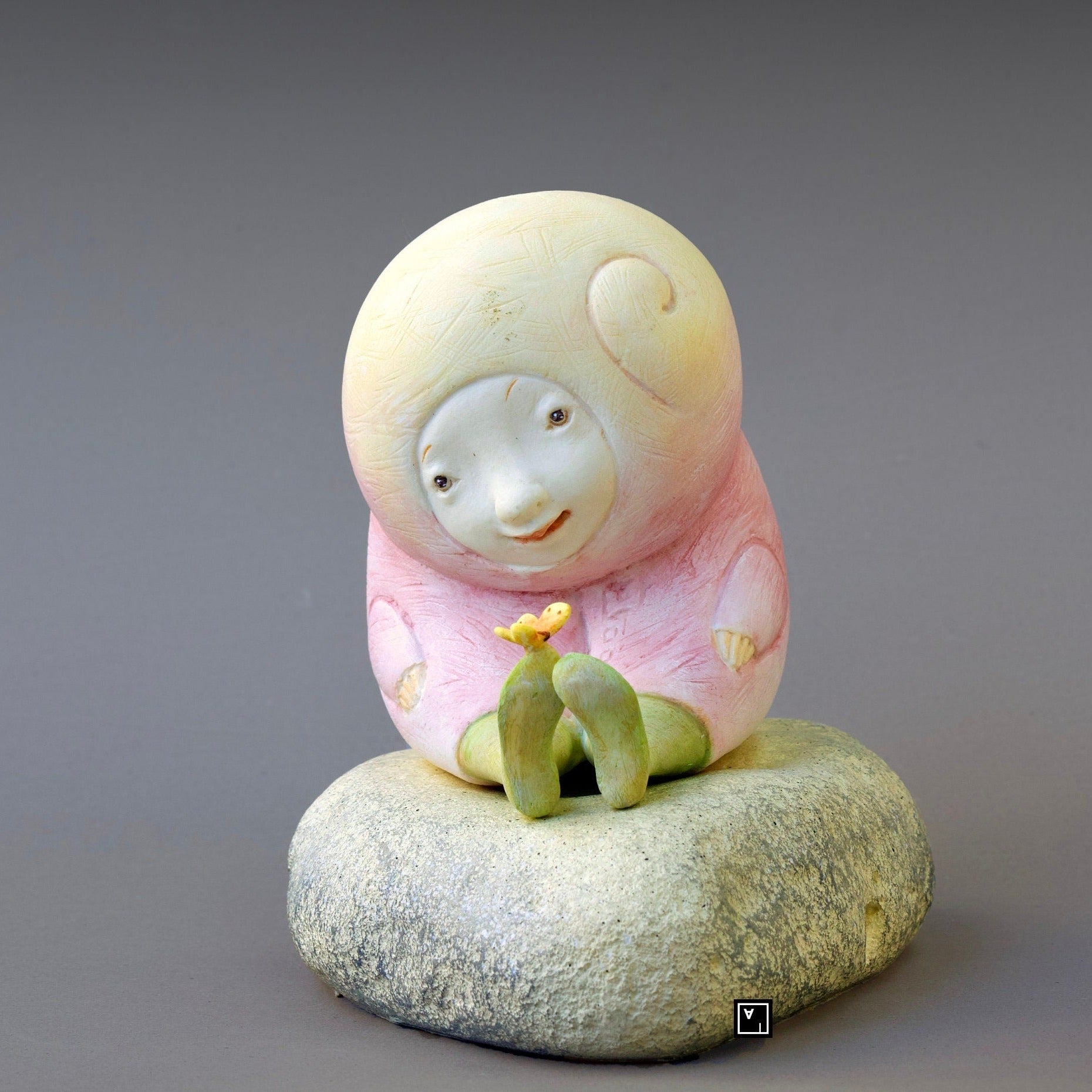 Ima Naroditskaya Art Doll Figurine: Child with Butterfly, Botero Style
