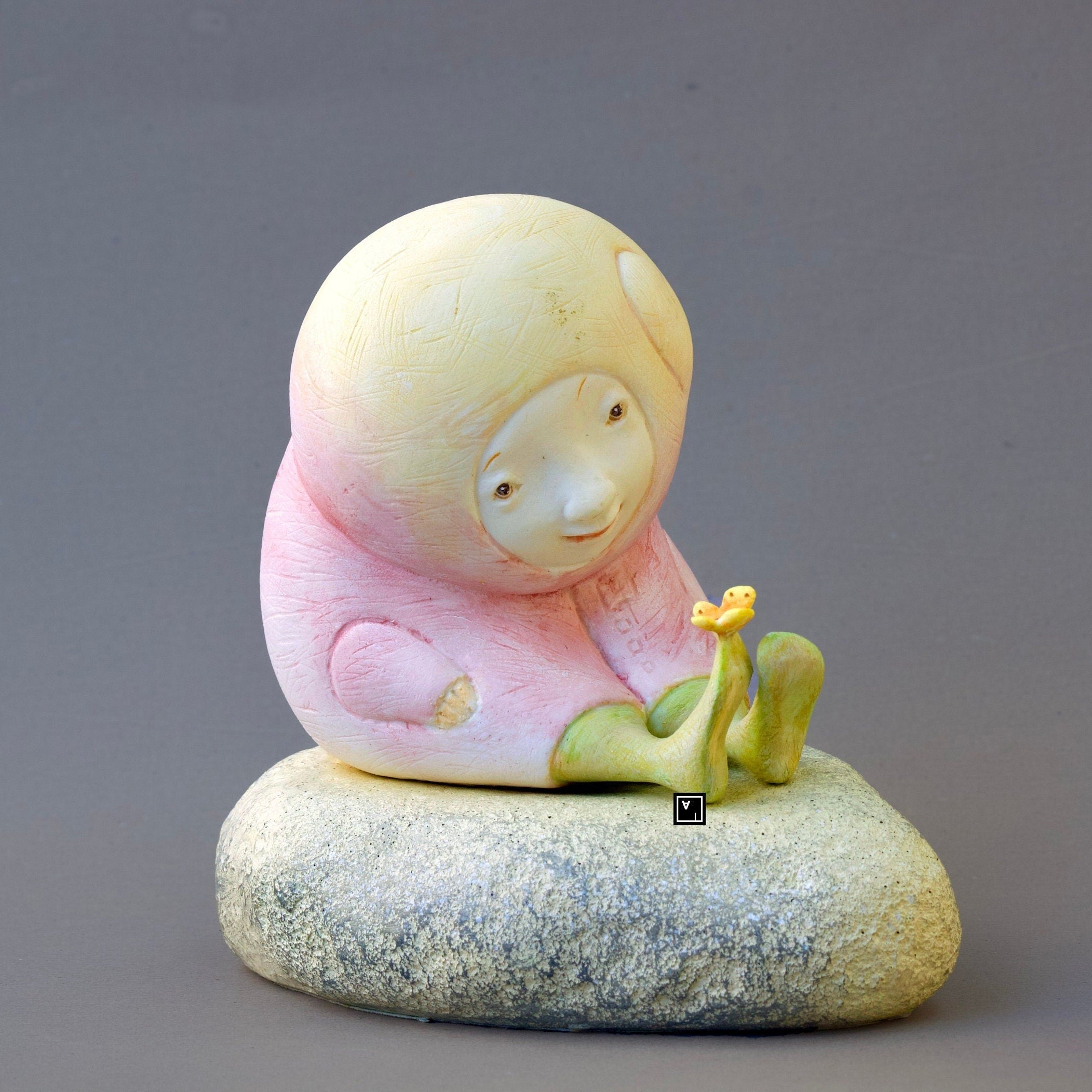 Ima Naroditskaya Art Doll Figurine: Child with Butterfly, Botero Style