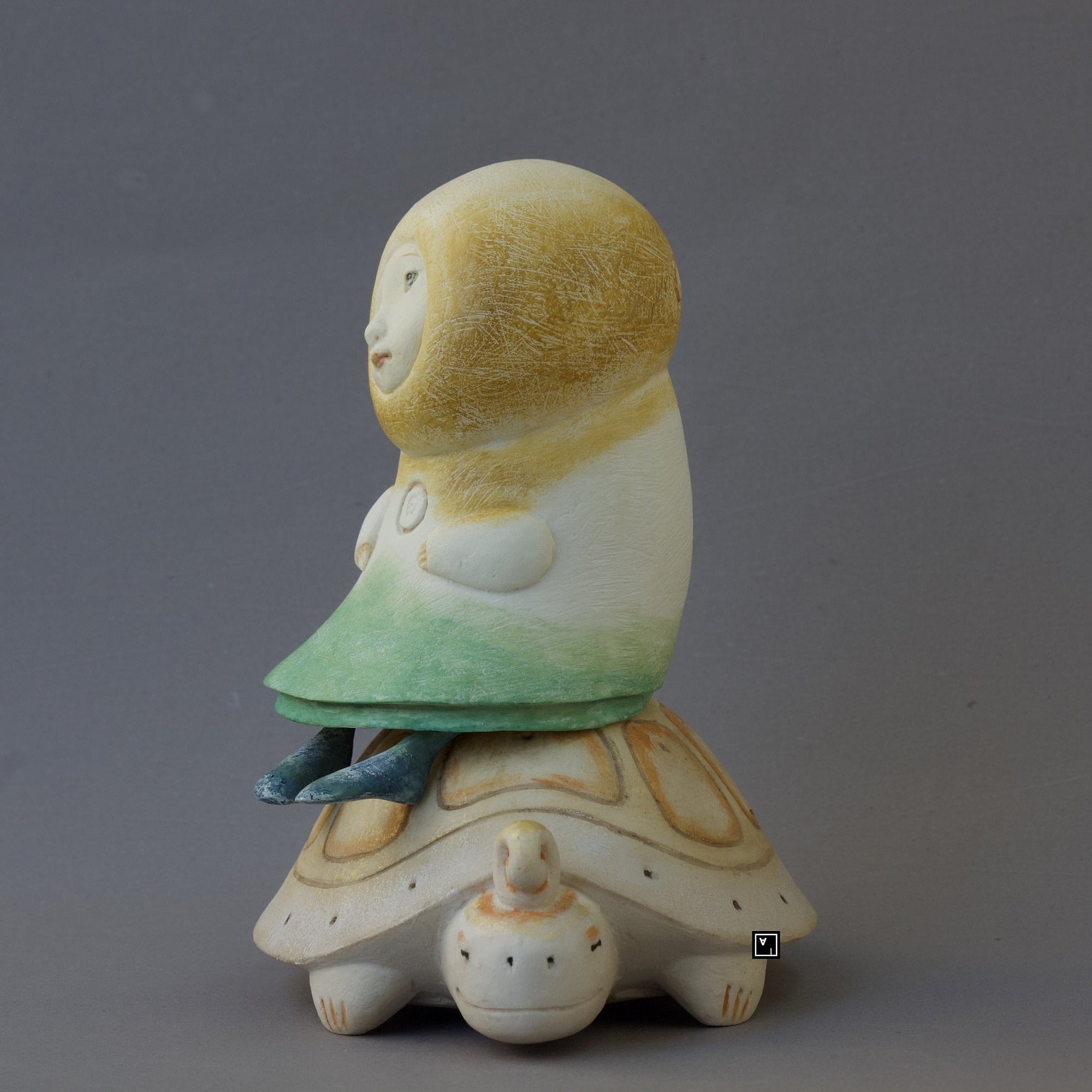 Ima Naroditskaya Art Doll Figurine: Child on Turtle, Modern Sculpture