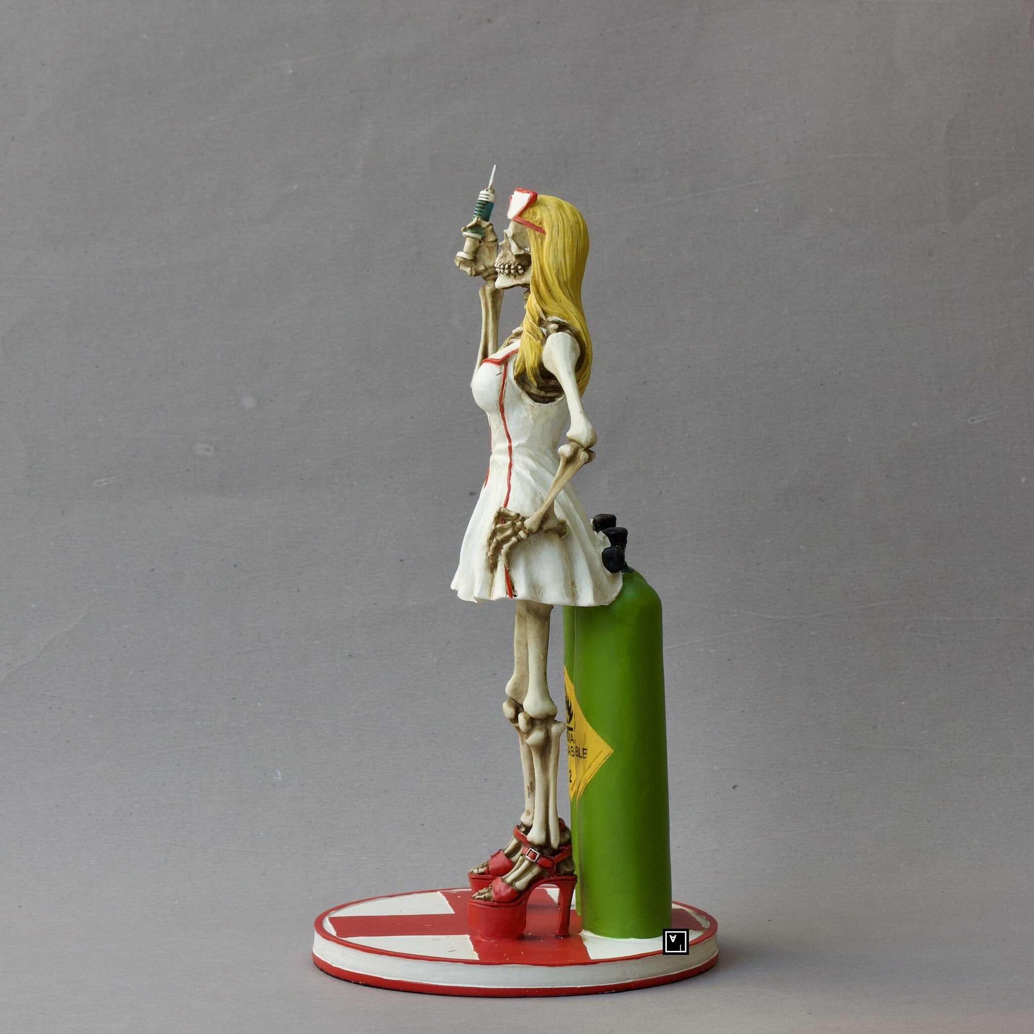 Skeleton Nurse Statue | Polyresin Sculpture, Macabre Decoration