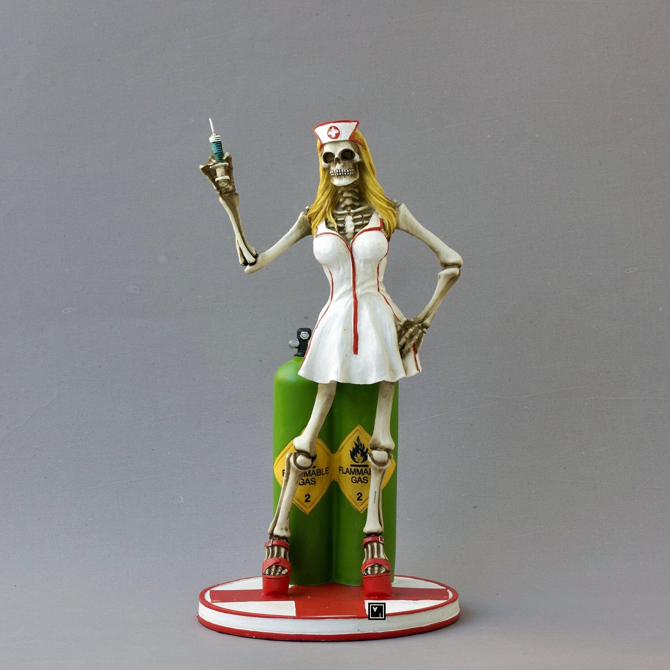 Skeleton Nurse Statue | Polyresin Sculpture, Macabre Decoration