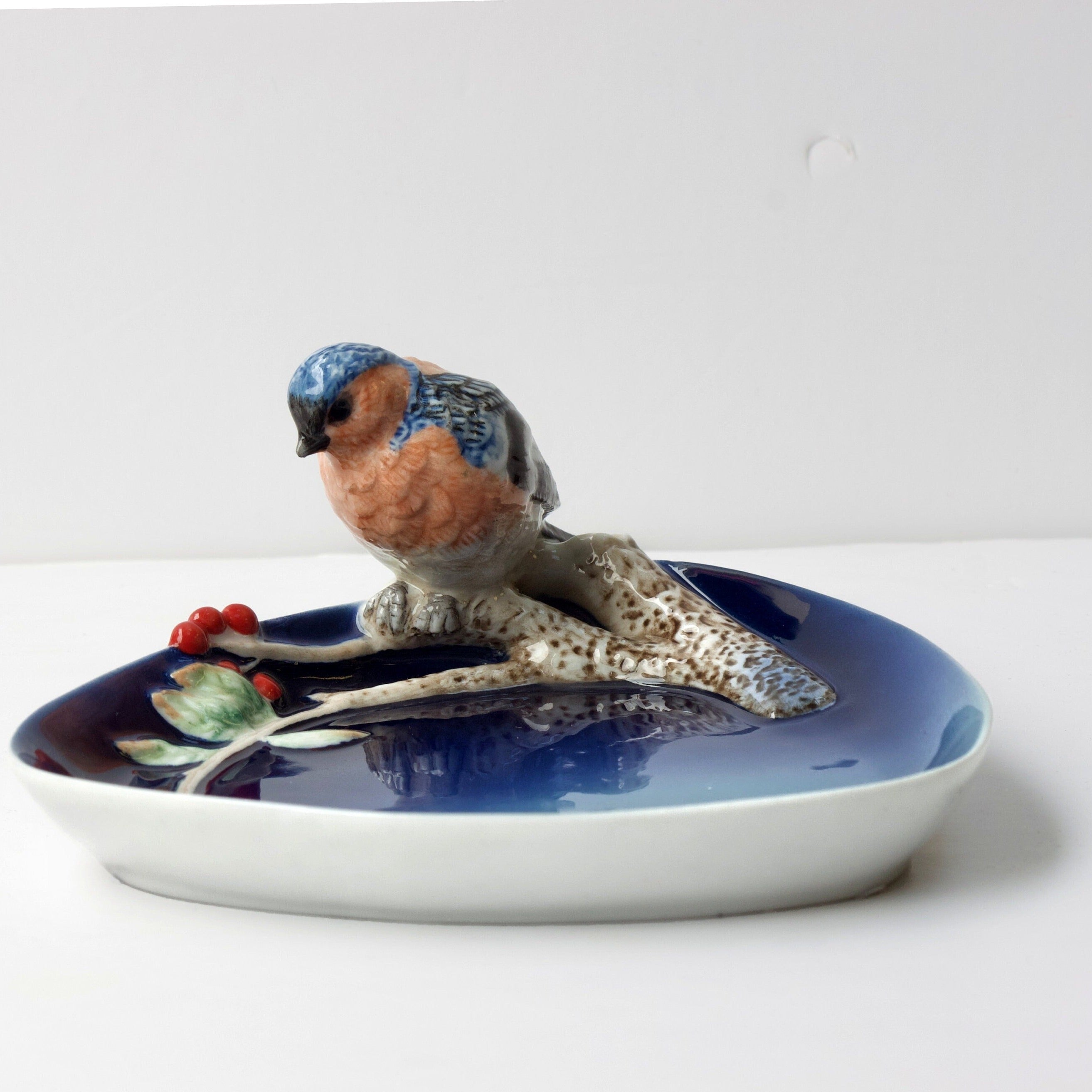 Blue Fine Porcelain Tray with Bird