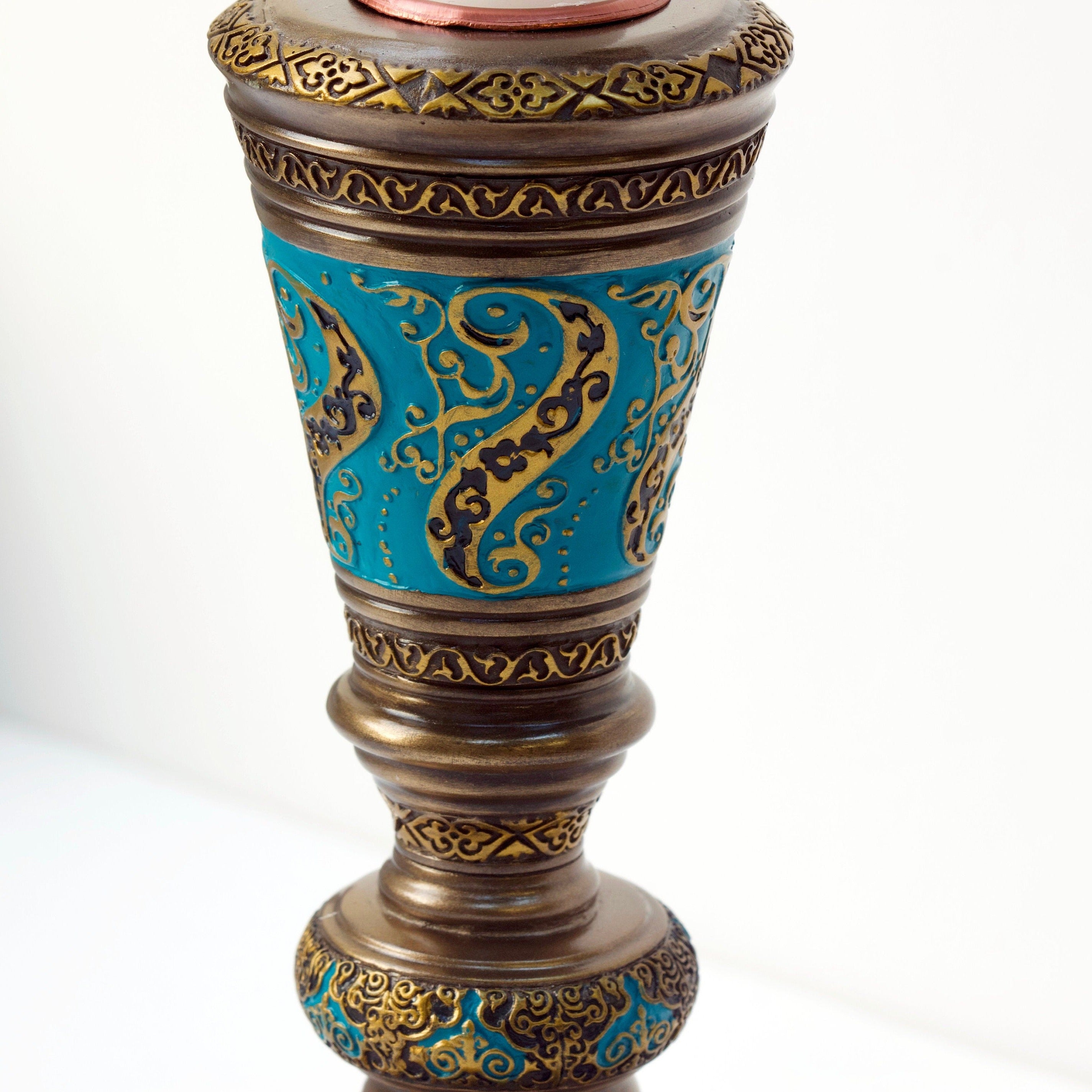 Islamic Candle Holder: Arabic Style Resin Decor (6 Inches)