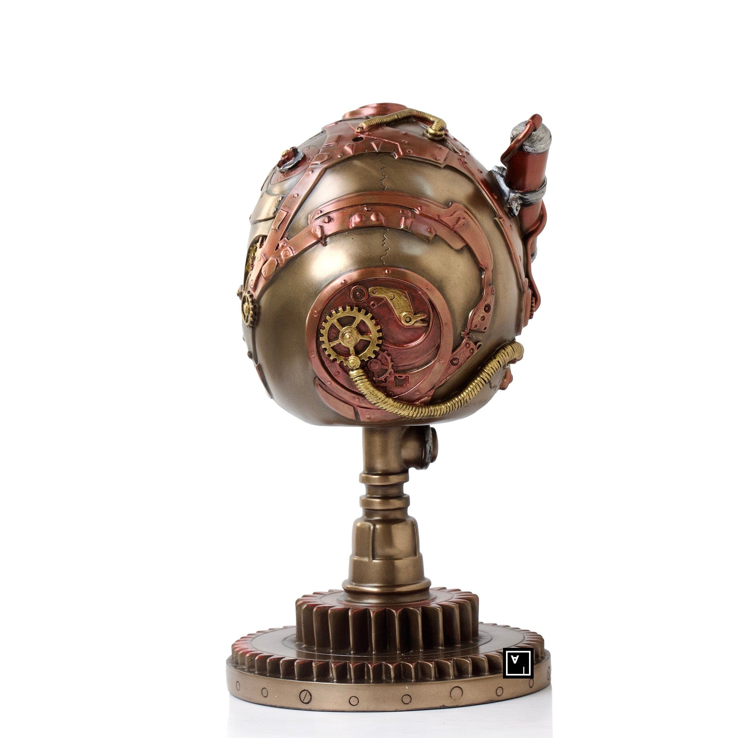 9 Inch Steampunk Skull on a cogwheel stand