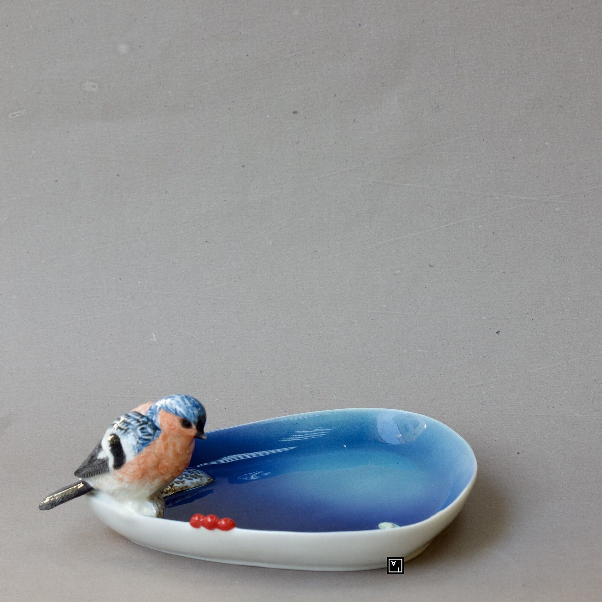 Blue Fine Porcelain Tray with Bird