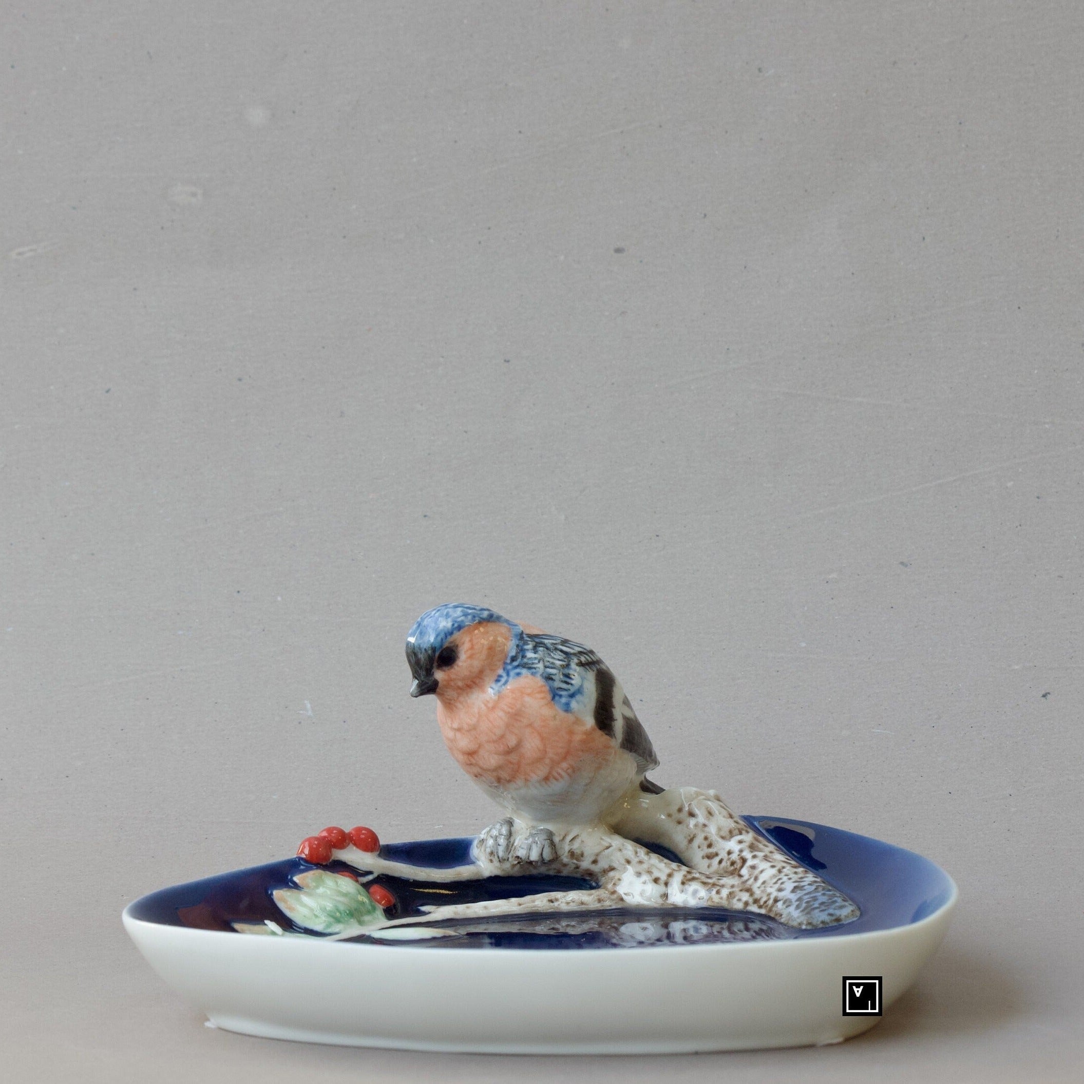 Blue Fine Porcelain Tray with Bird